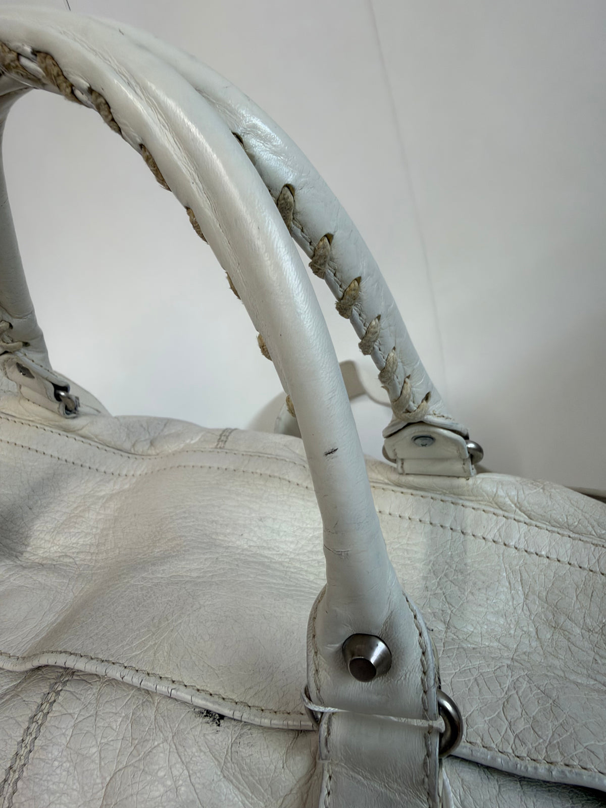 Balenciaga White Leather "Twiggy" City Bag