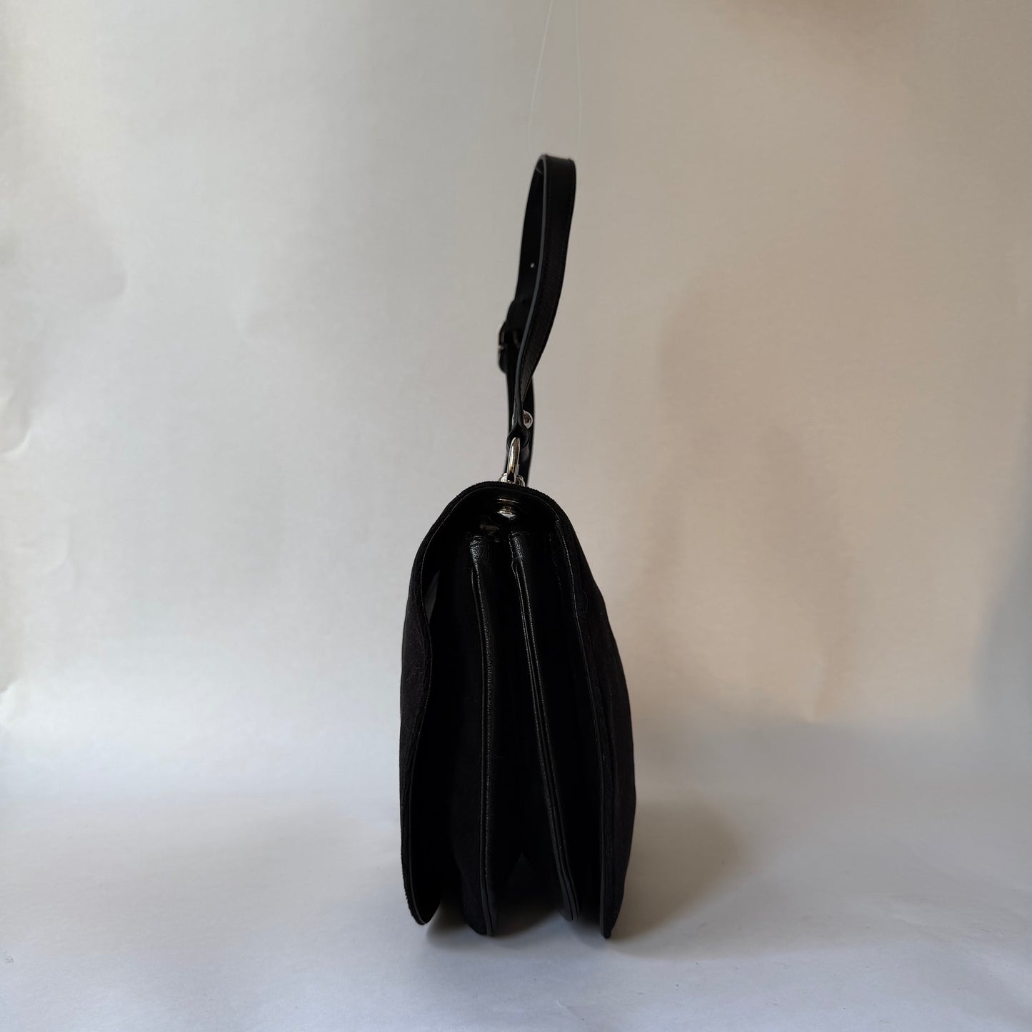 Gucci Black Velour & Leather Web Blondie Flap