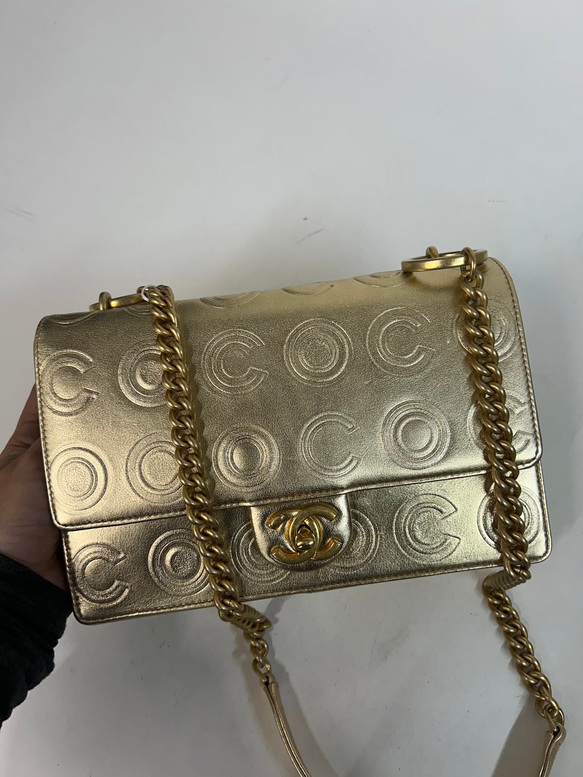 Chanel Gold Metallic Lambskin Leather COCO Monogram Flap
