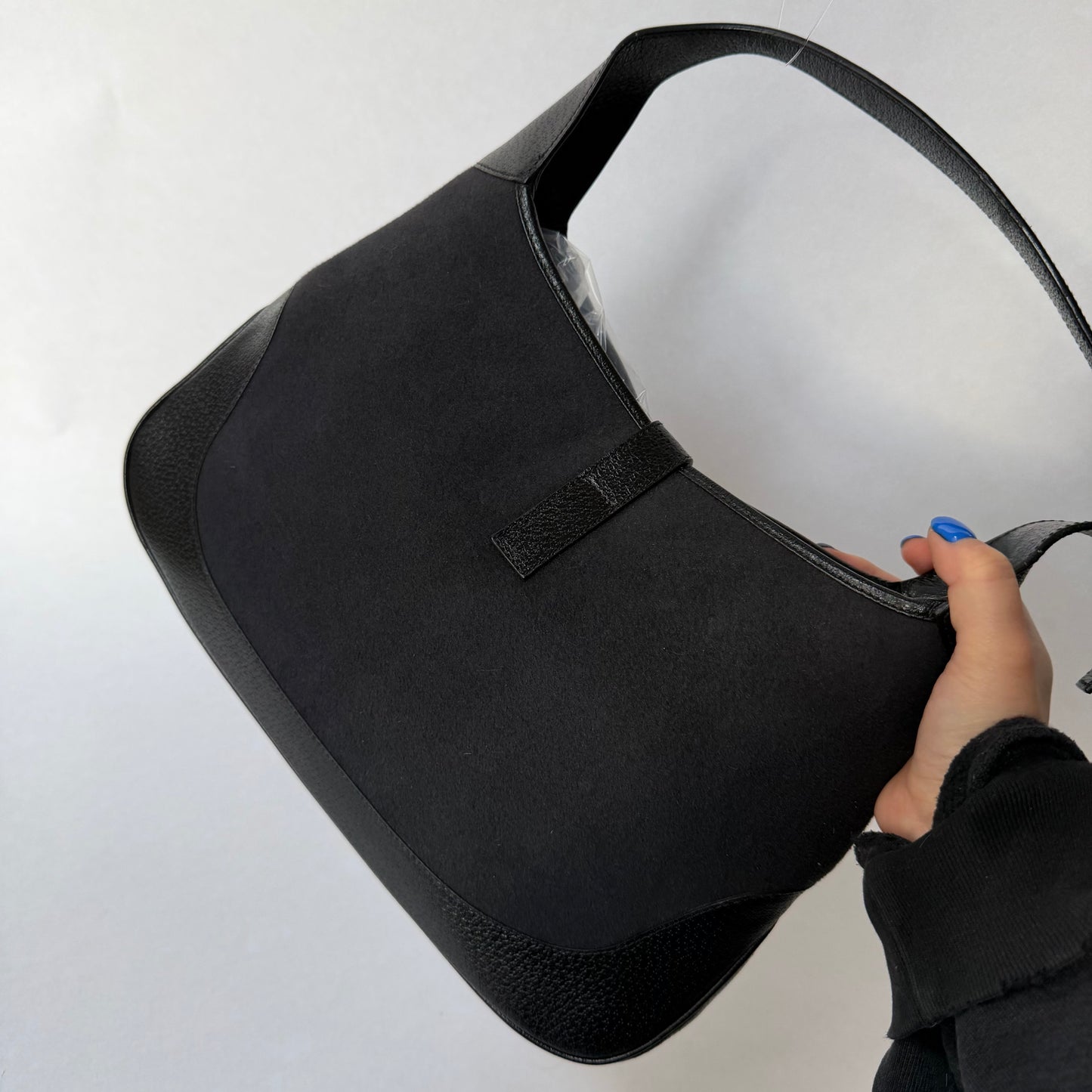 Gucci Black Wool Leather Jackie Shoulder Bag