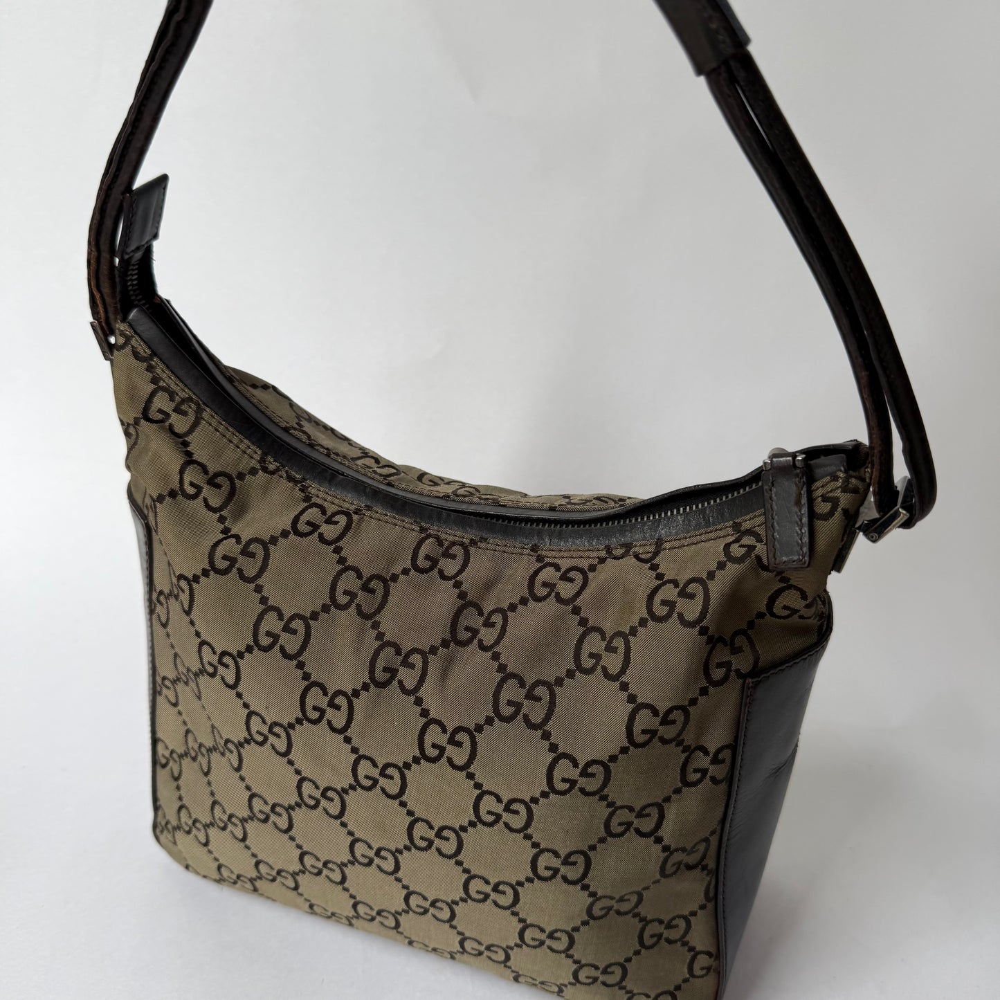 Gucci Brown Canvas Monogram Shoulder Bag
