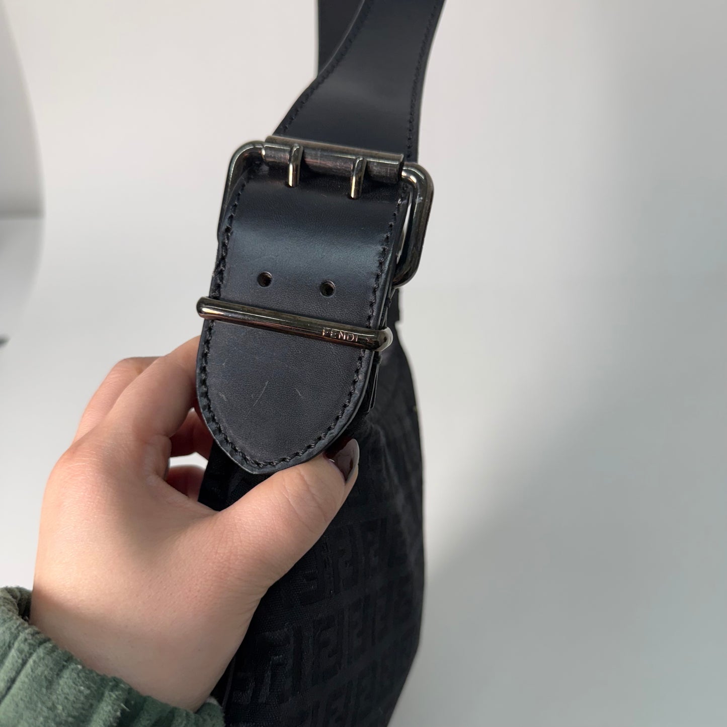 Fendi Black Zucchino Nylon Oyster Bag