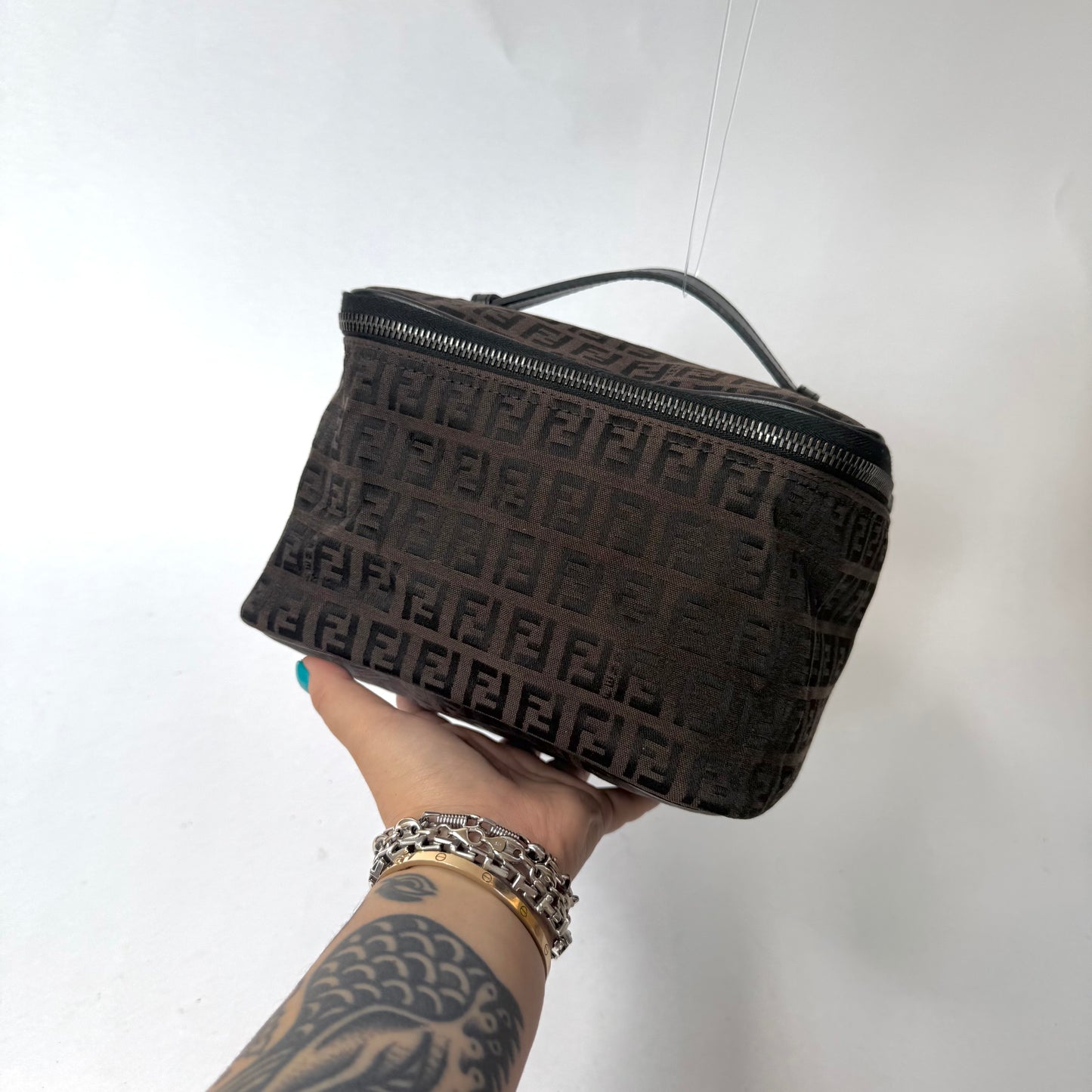 Fendi Brown Zucchino Canvas Vanity Bag