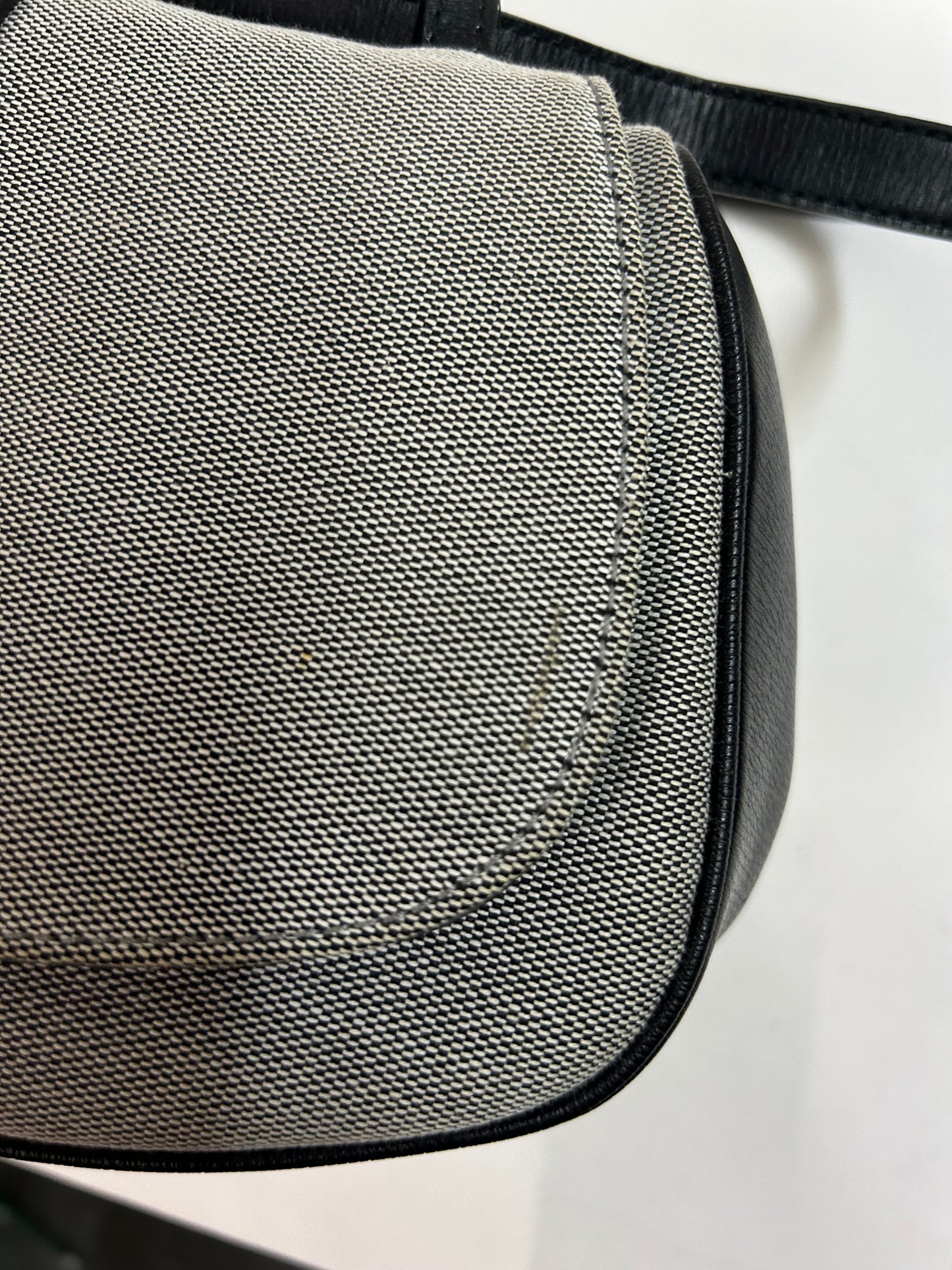 Gucci Gray & Black Canvas & Leather Shoulder Bag