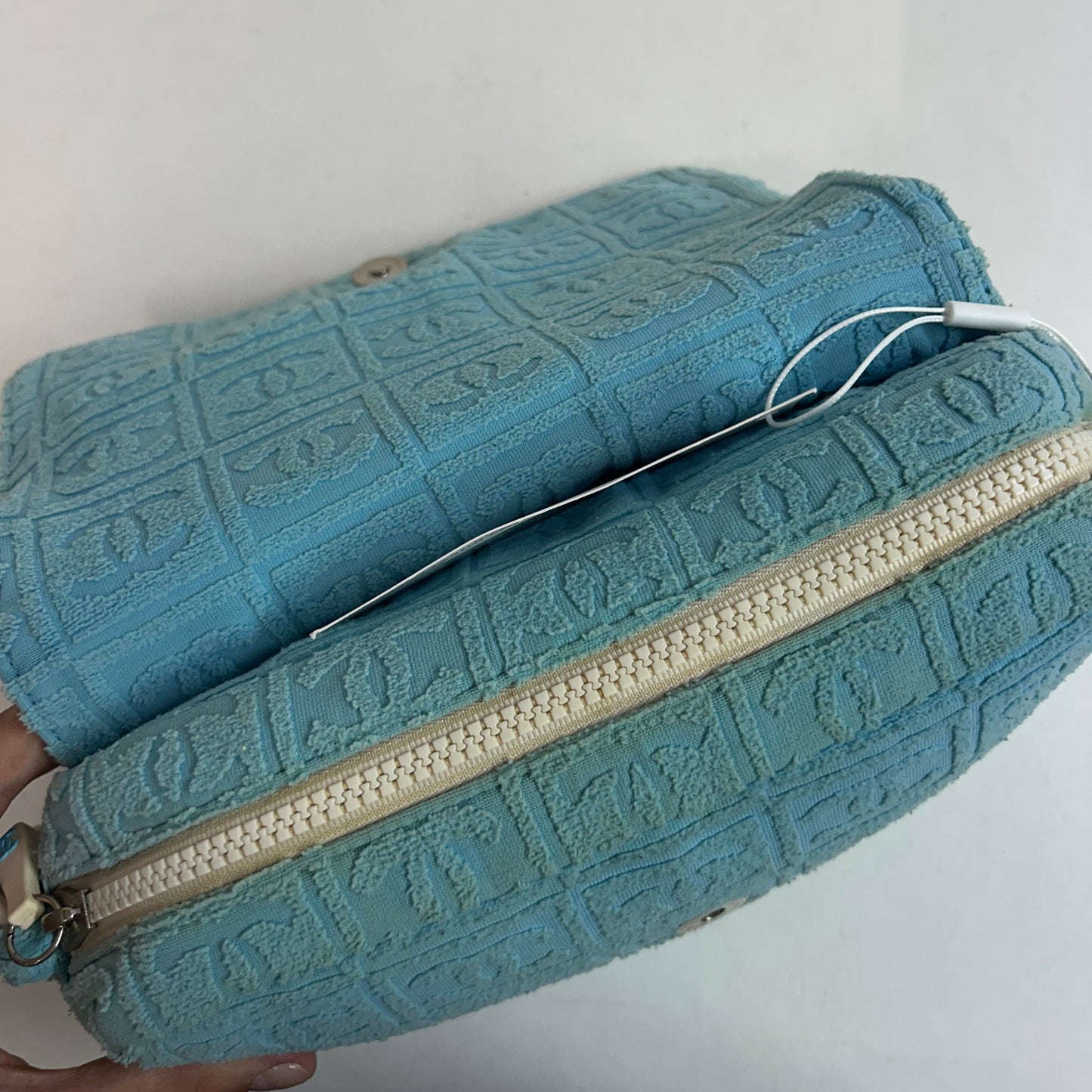 Chanel Light Blue CC Monogram Terry Cloth Sports Line Flap