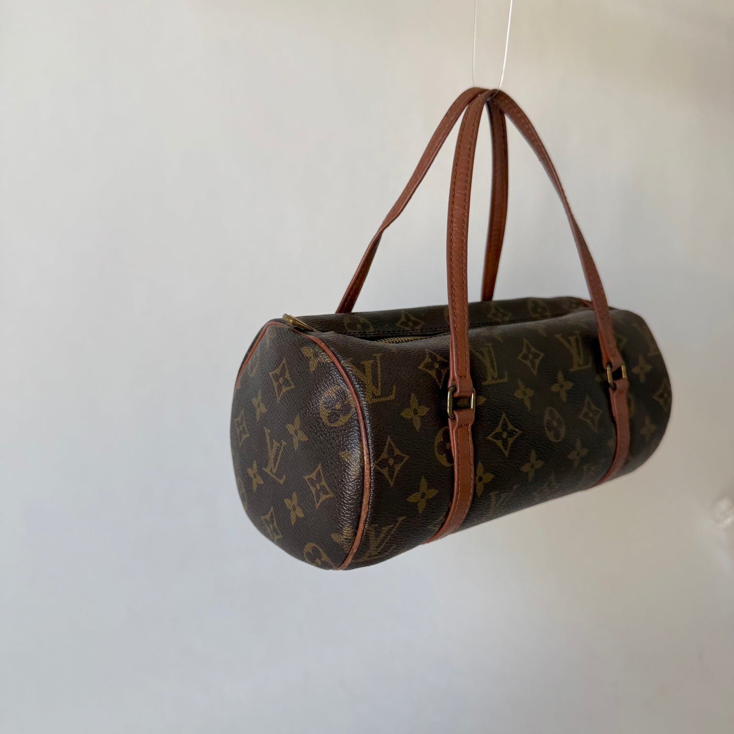 (Copy) Louis Vuitton Brown Monogram Papillon 26 Barrel Bag