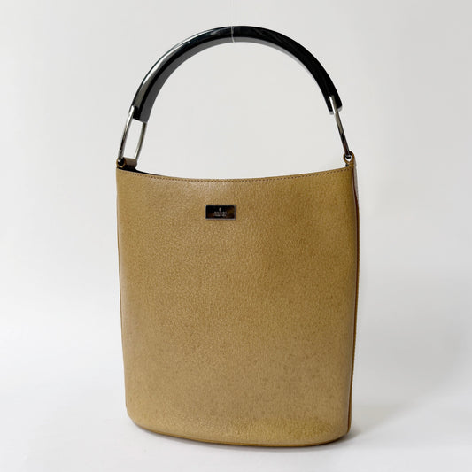 Gucci Brown Leather Bucket Bag w/ Acrylic Handle