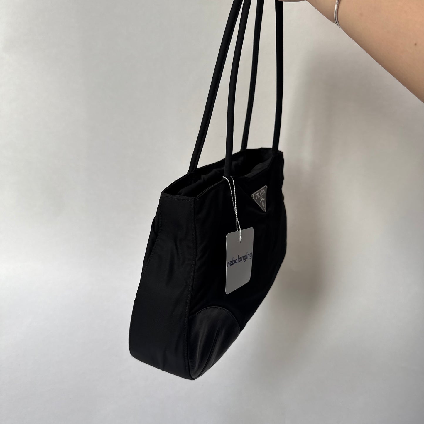 Prada Black Nylon & Leather Shoulder Bag