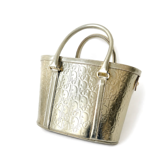 Christian Dior Gold Oblique Monogram Metallic Patent Leather Ultimate Tote