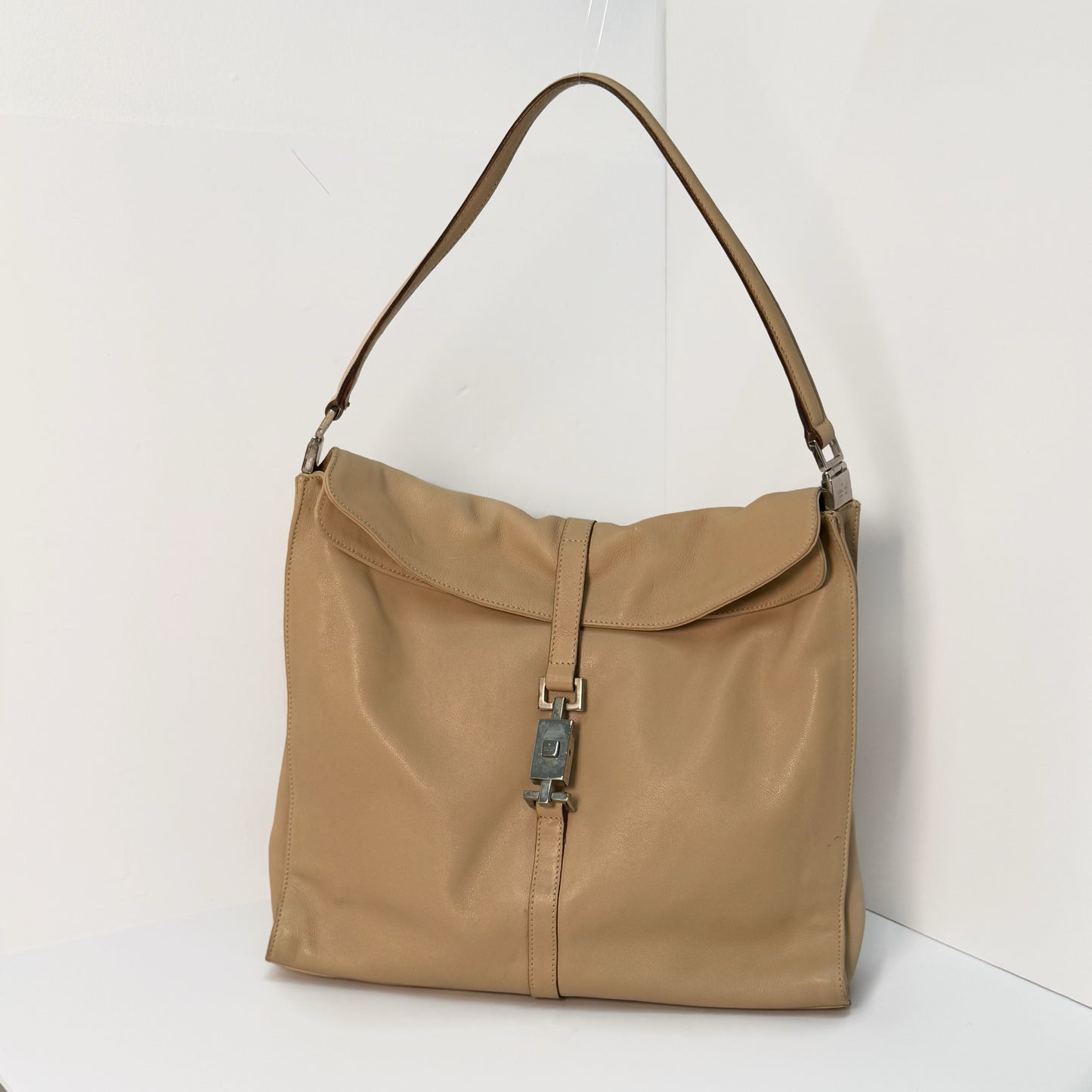 Gucci Beige Leather Jackie Bardot Shoulder Bag