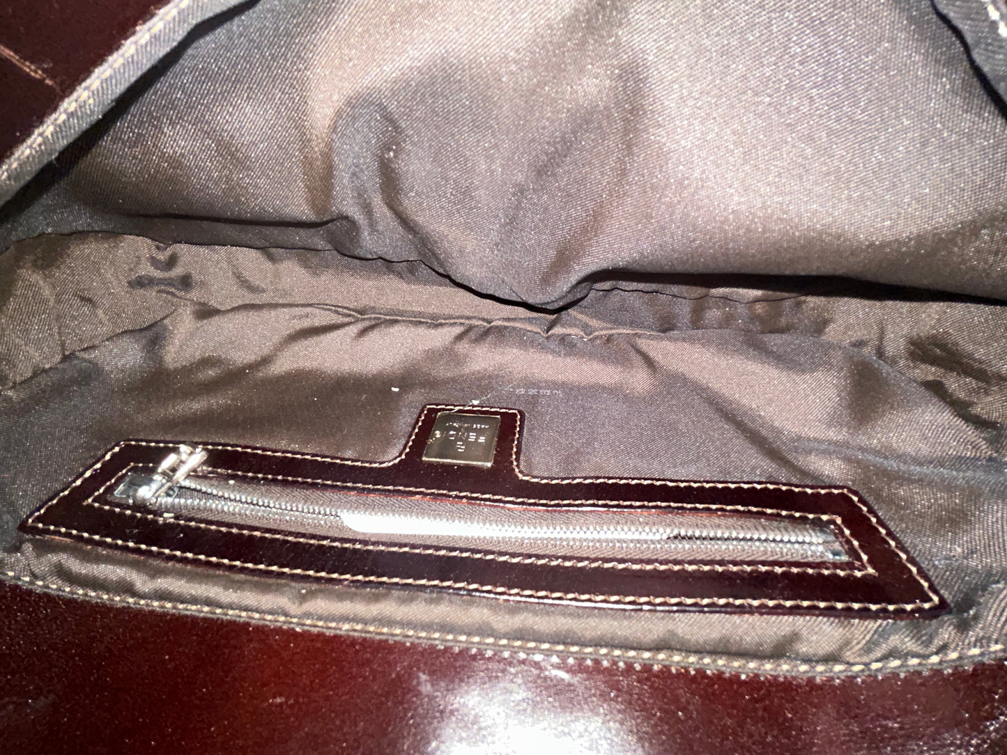 Fendi Green & Brown Beaded & Leather Baguette Shoulder Bag