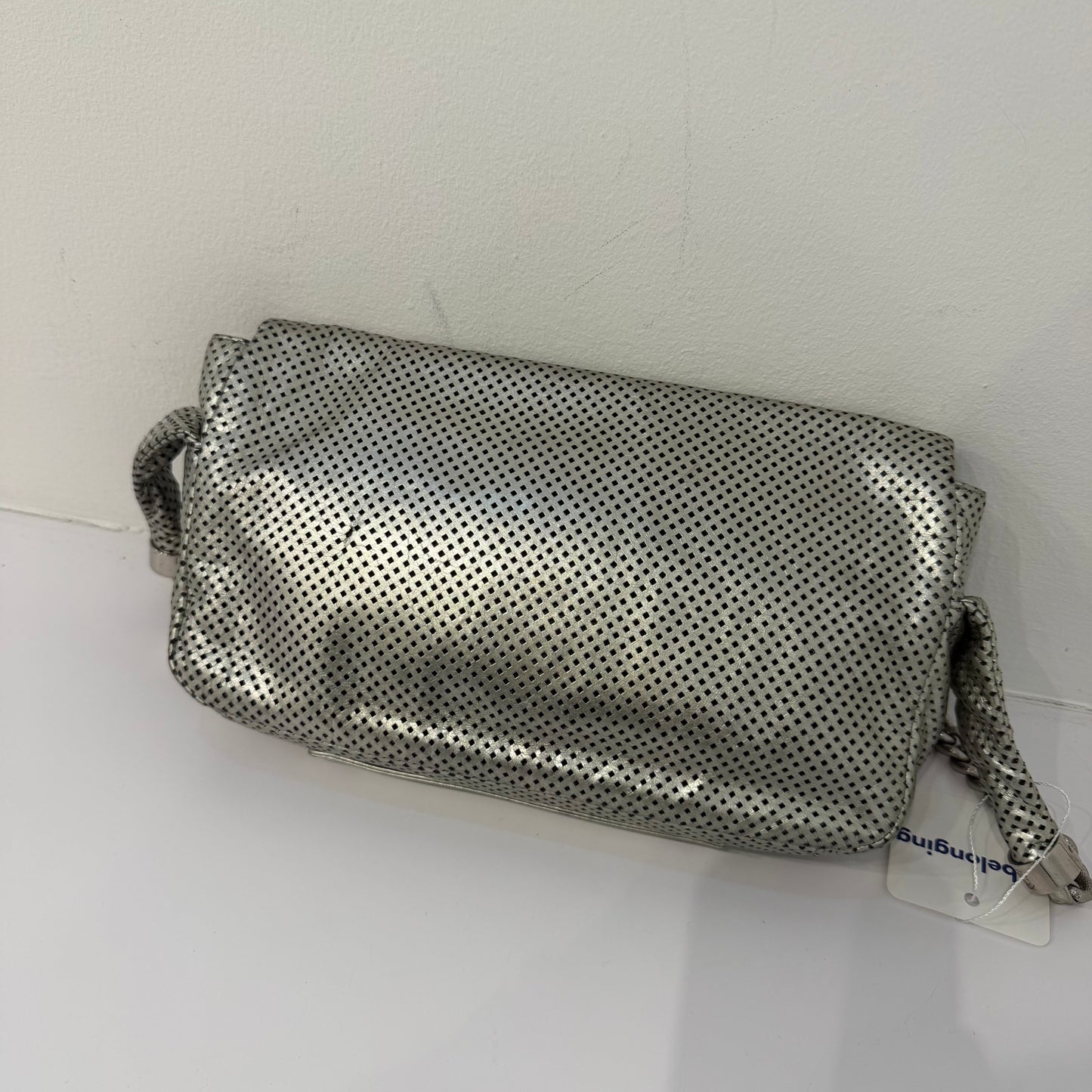 Chanel 2008 Silver Metallic Perforated Leather Rodeo Drive Shoulder Bag