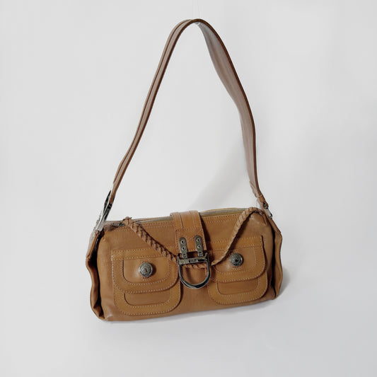 Christian Dior Brown Leather Shoulder Bag