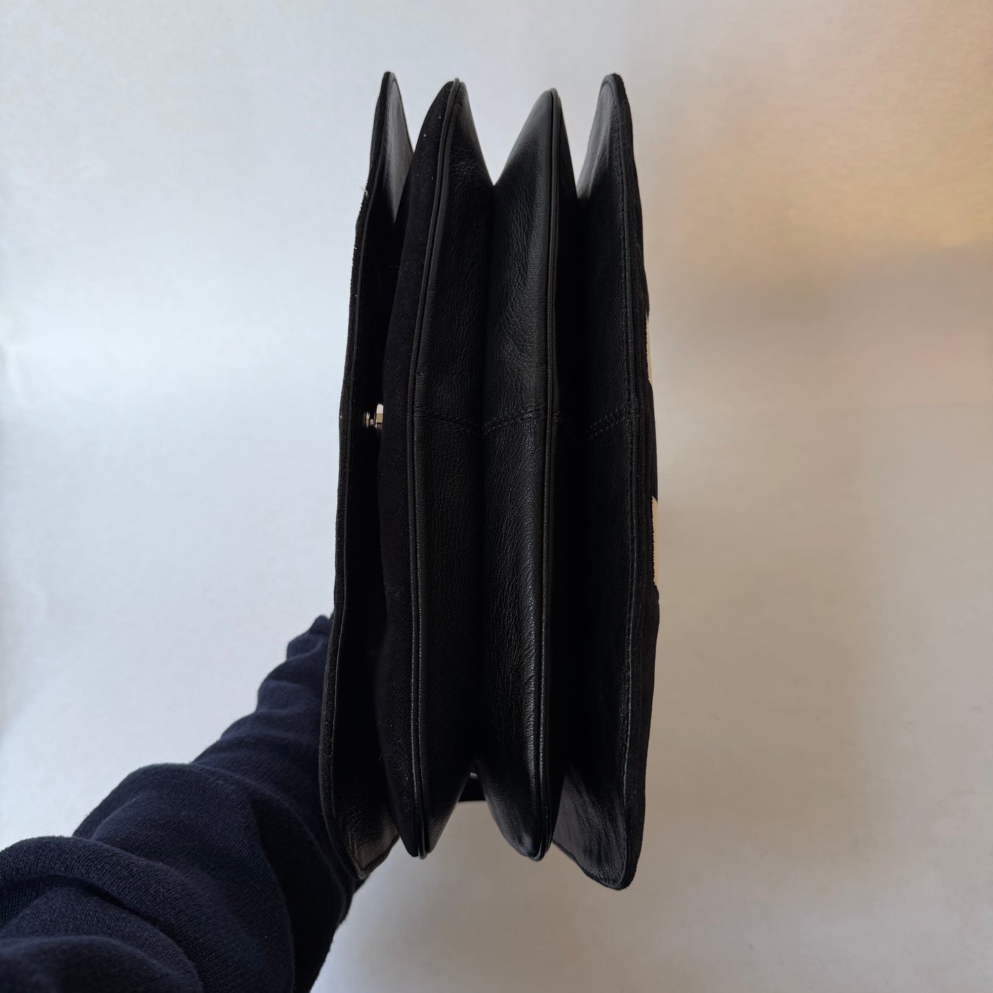 Gucci Black Velour & Leather Web Blondie Flap