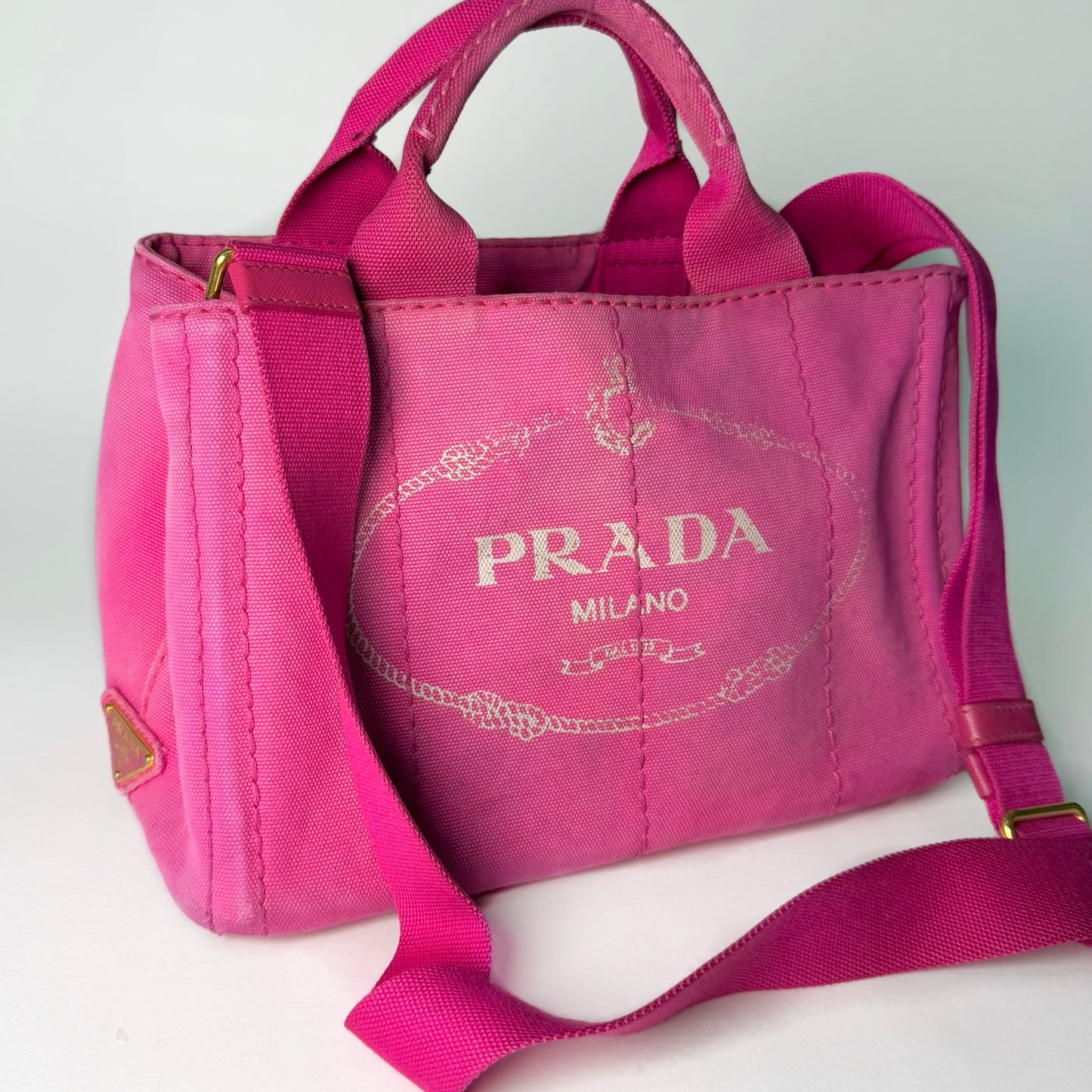 Prada Pink Canvas Canapa Tote Bag