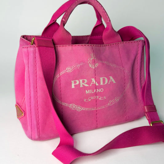 Prada Pink Canvas Canapa Tote Bag