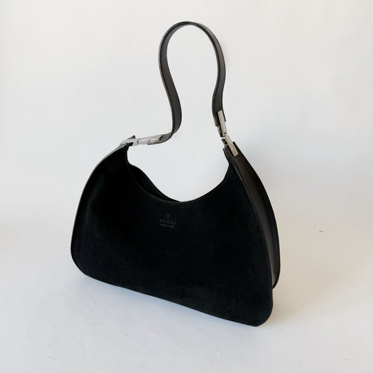 Gucci Black Suede Simple Shoulder Bag