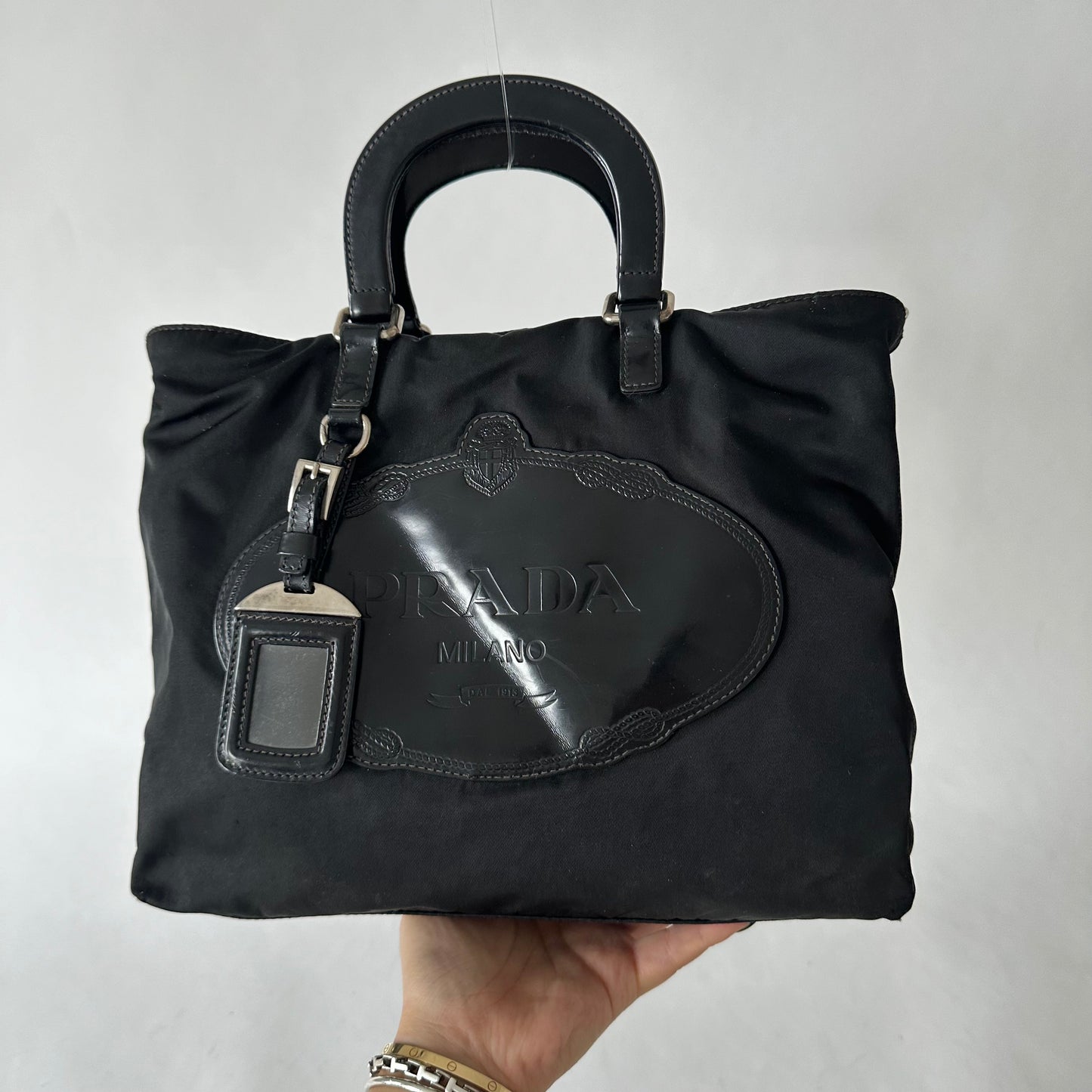 Prada Black Nylon Tessuto Top Handle Bag