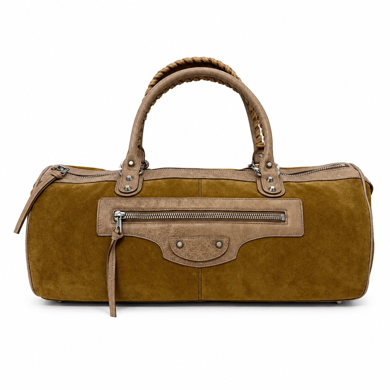 RARE Balenciaga Brown Suede Motorcycle Duffle Bag