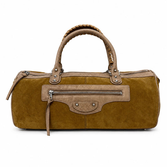 RARE Balenciaga Brown Suede Motorcycle Duffle Bag