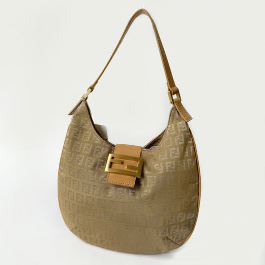 Fendi Brown Zucchino Canvas Shoulder Bag