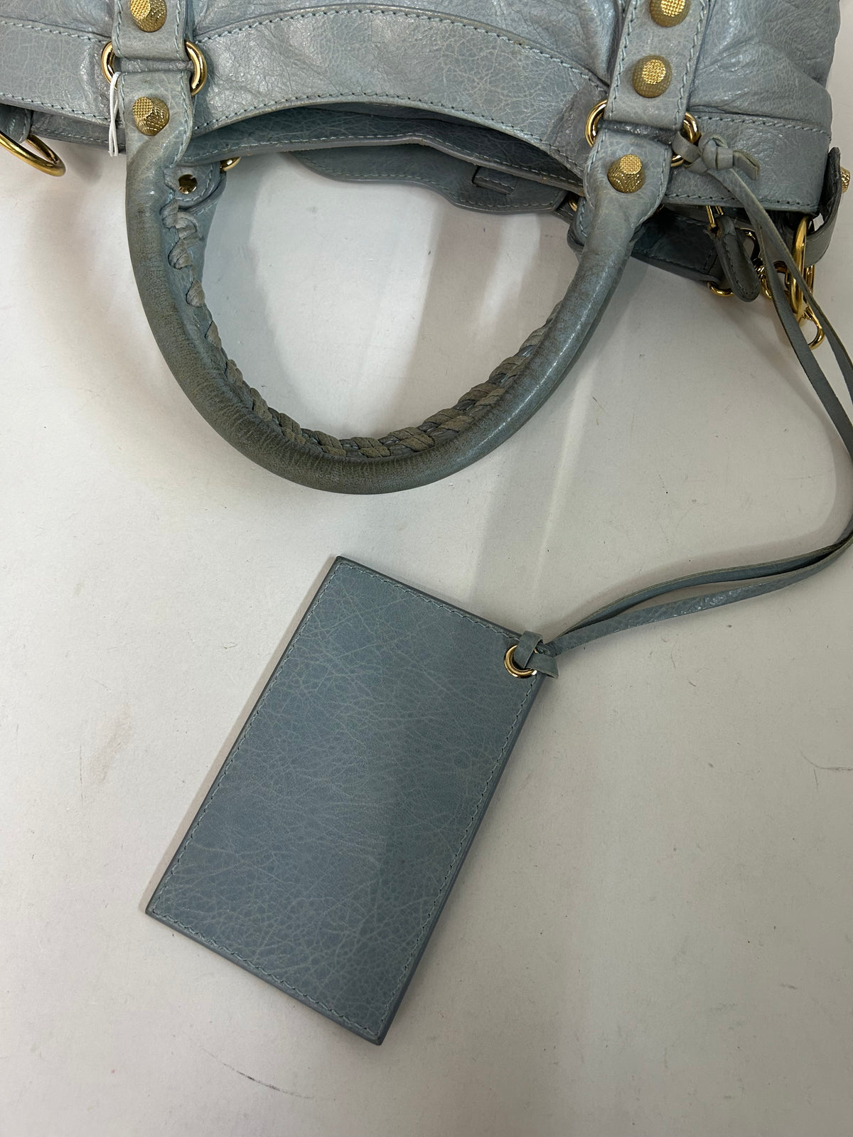 Balenciaga Light Blue Leather "First" City Bag SHW