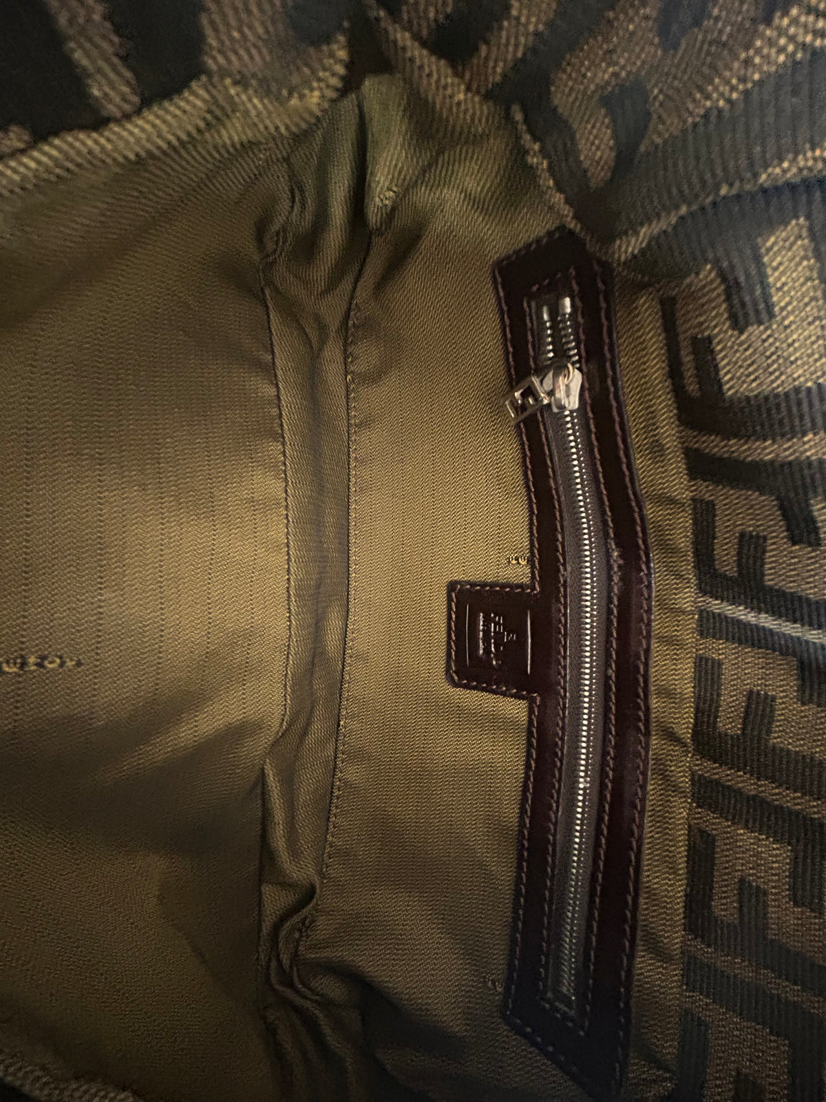 Fendi Brown Canvas Zucca Monogram Baguette Shoulder Bag
