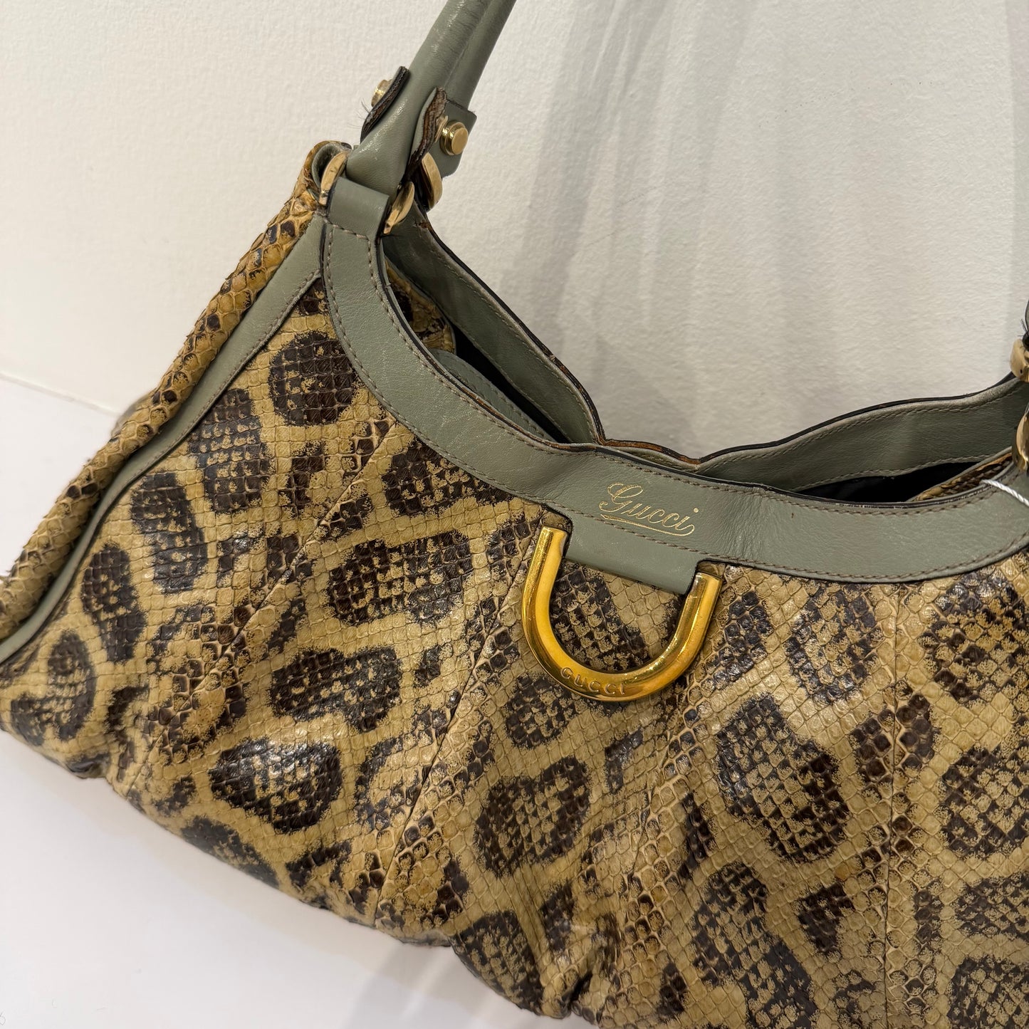 Gucci Python Leather Abbey D-Ring Hobo Bag