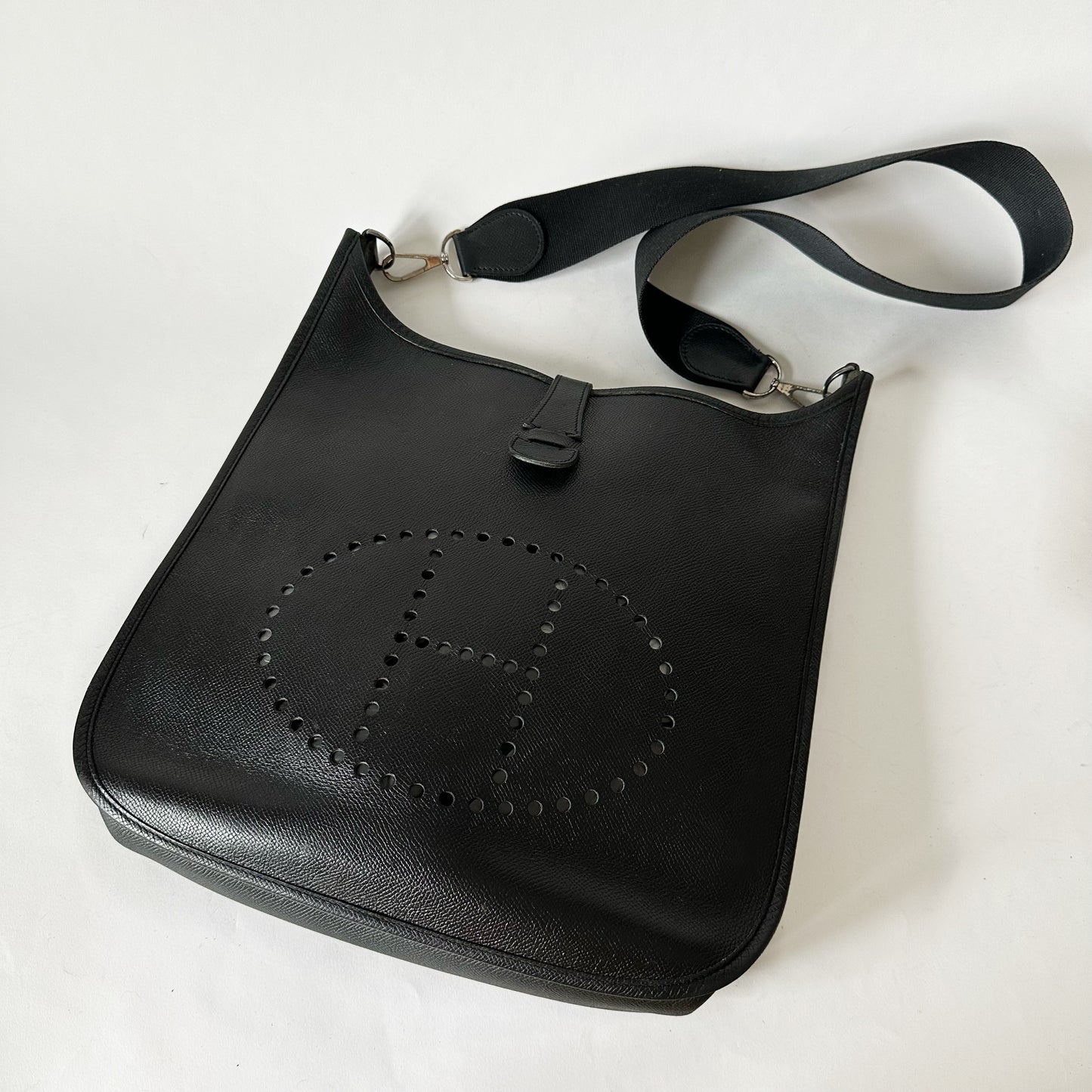 Hermes Black Epsom Leather Evelyne II GM Crossbody Bag