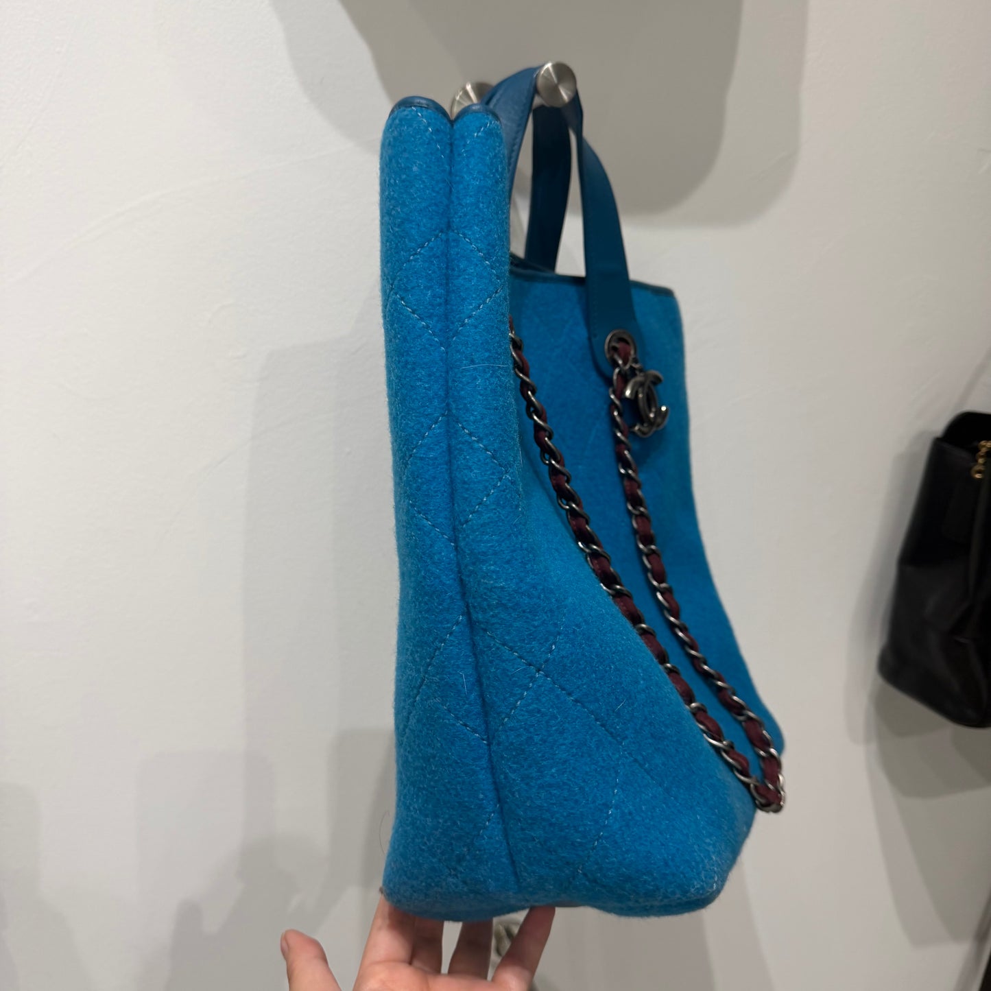 Chanel 2011 Blue Wool 2-Way Shoulder Tote Bag