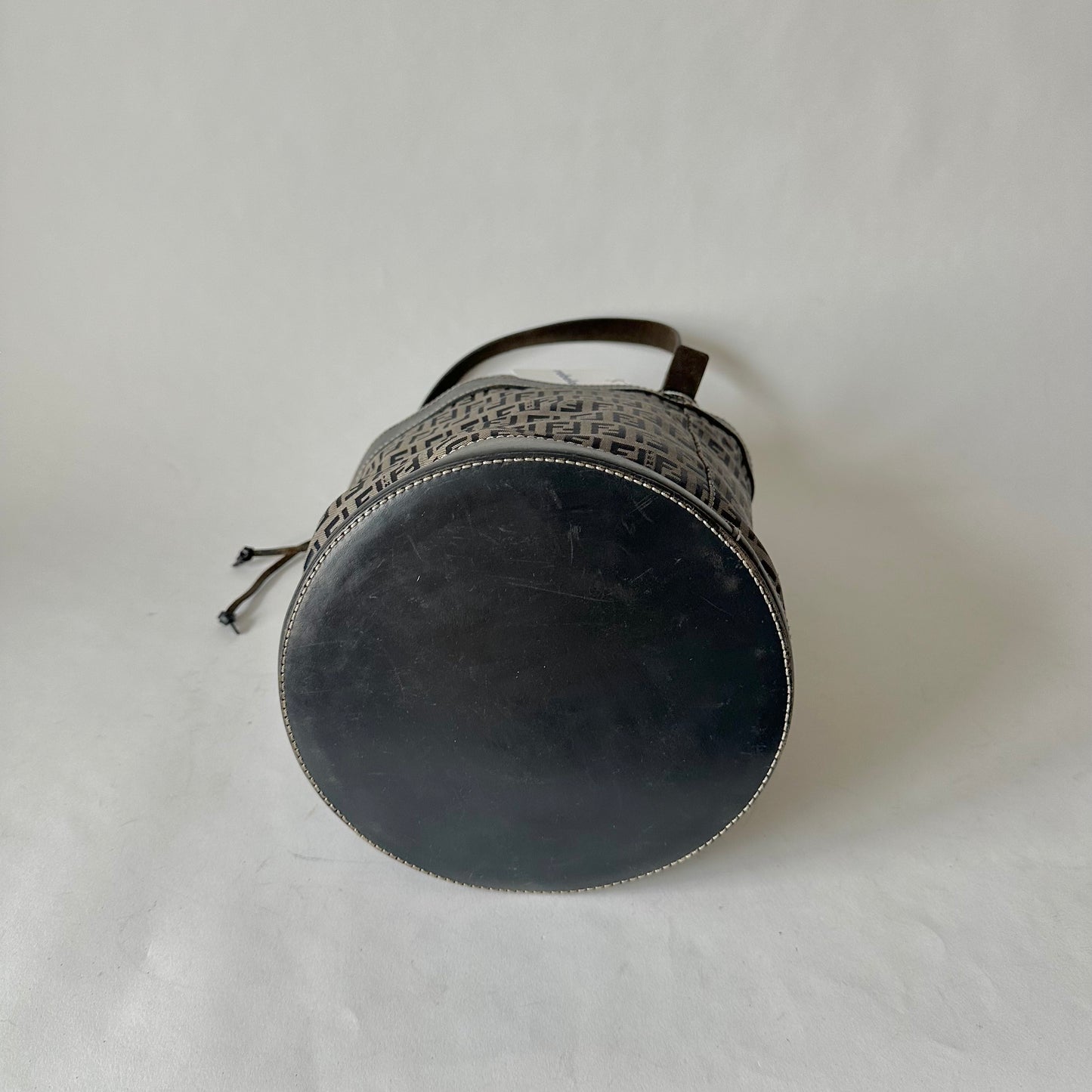Fendi Navy Zucchino Drawstring Bucket Bag