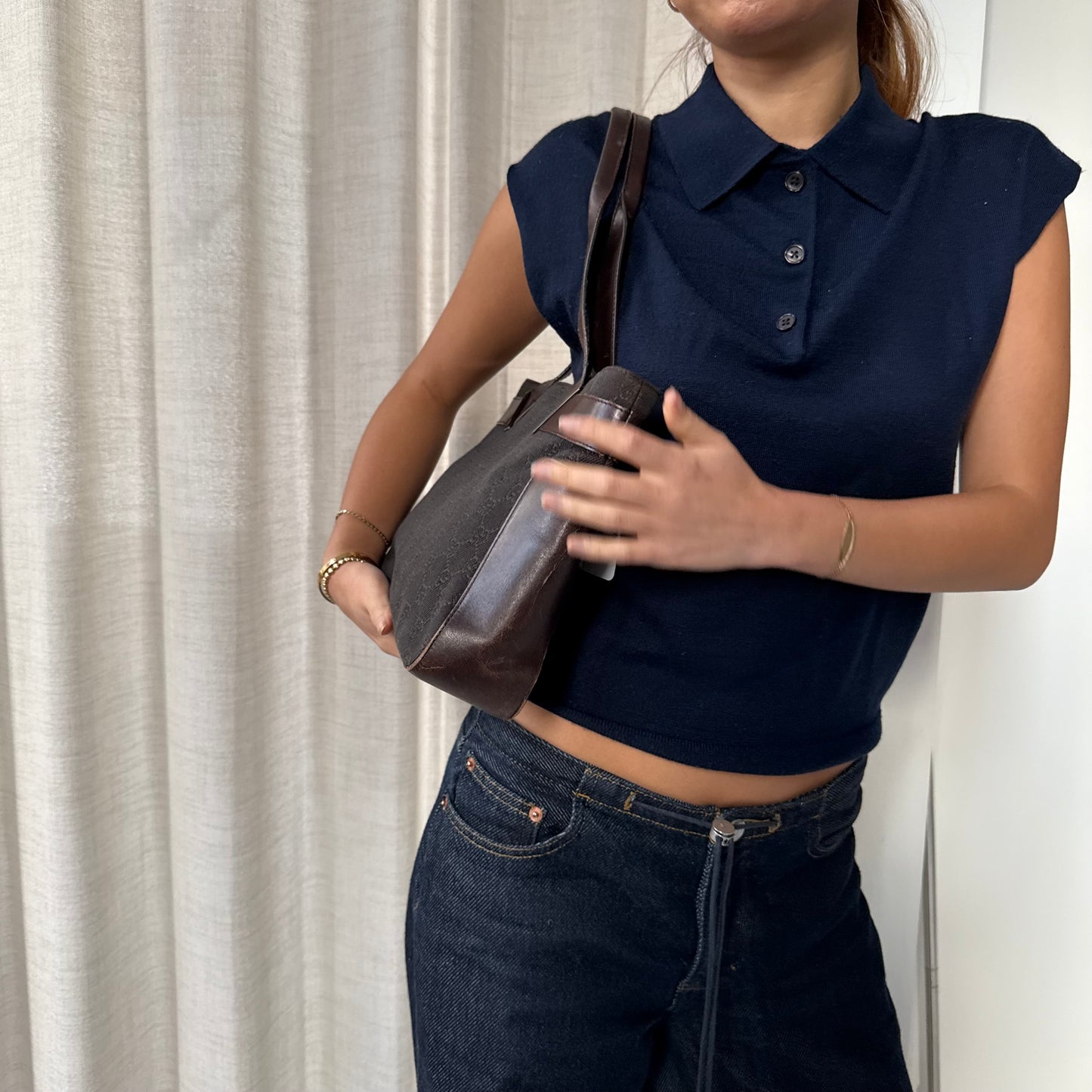 Gucci Brown GG Monogram Canvas Shoulder Bag