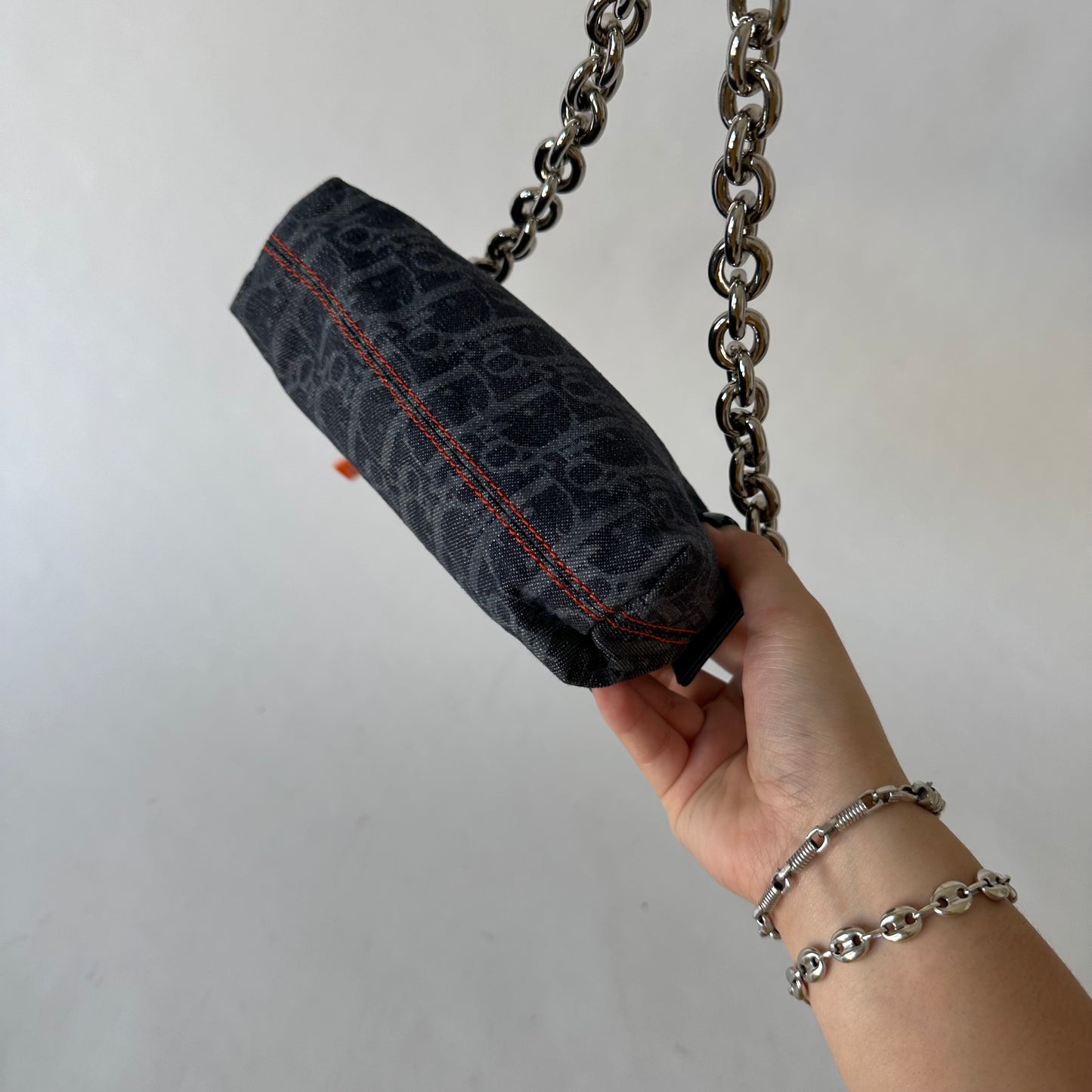 Christian Dior Denim Flight Monogram Pochette Shoulder Bag