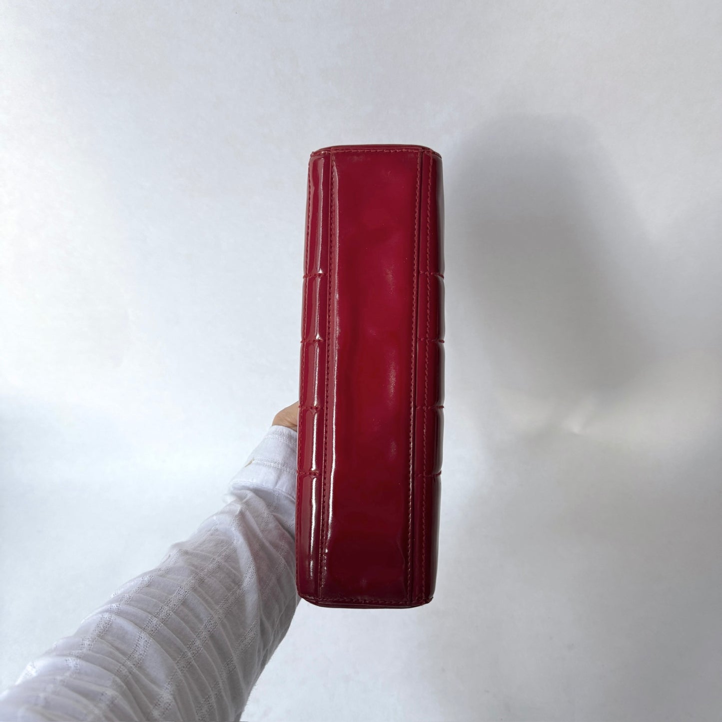 Chanel Red Patent Leather Chocolate Bar Box Shoulder Bag