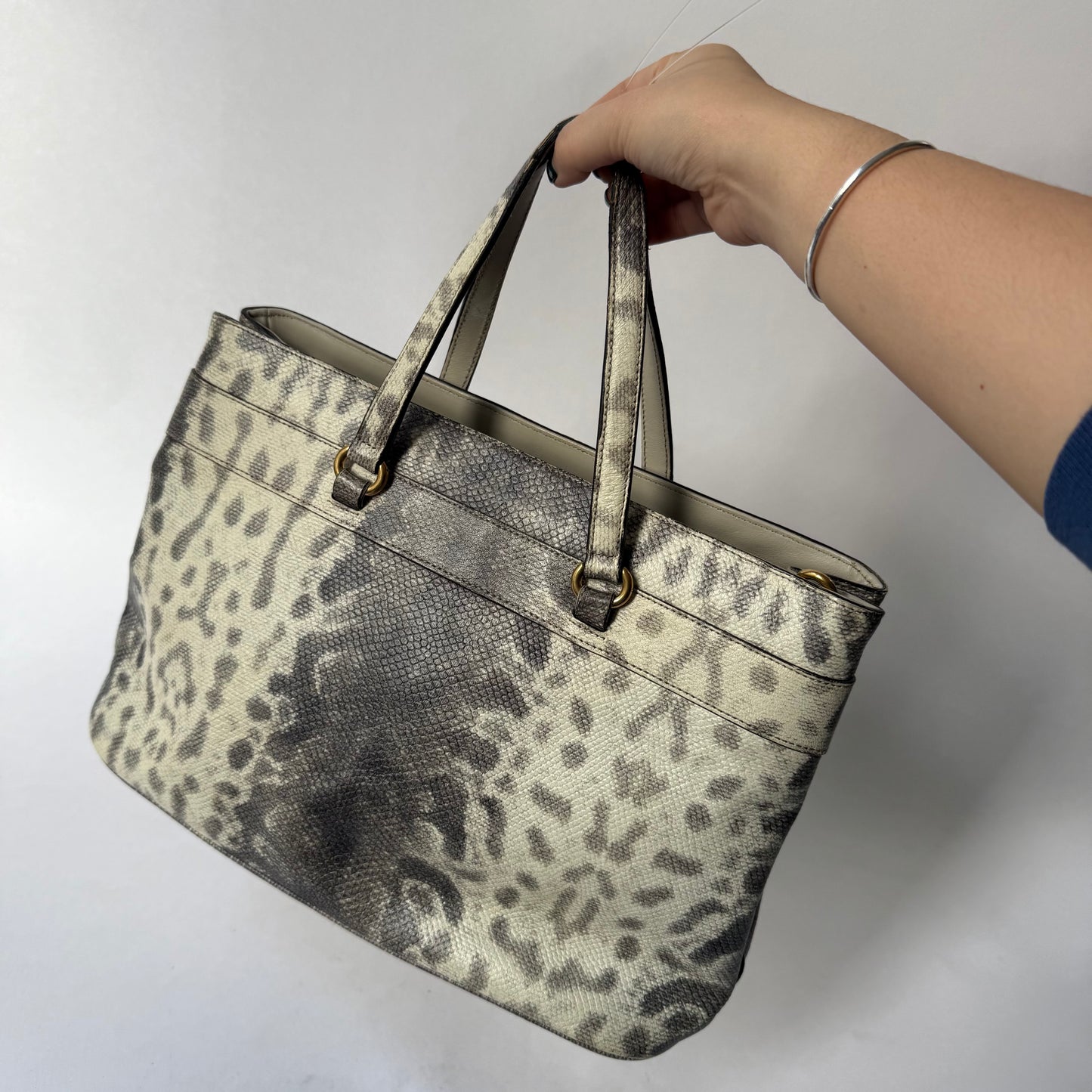 Gucci Gray Multicolored Python Horsebit Shoulder Bag