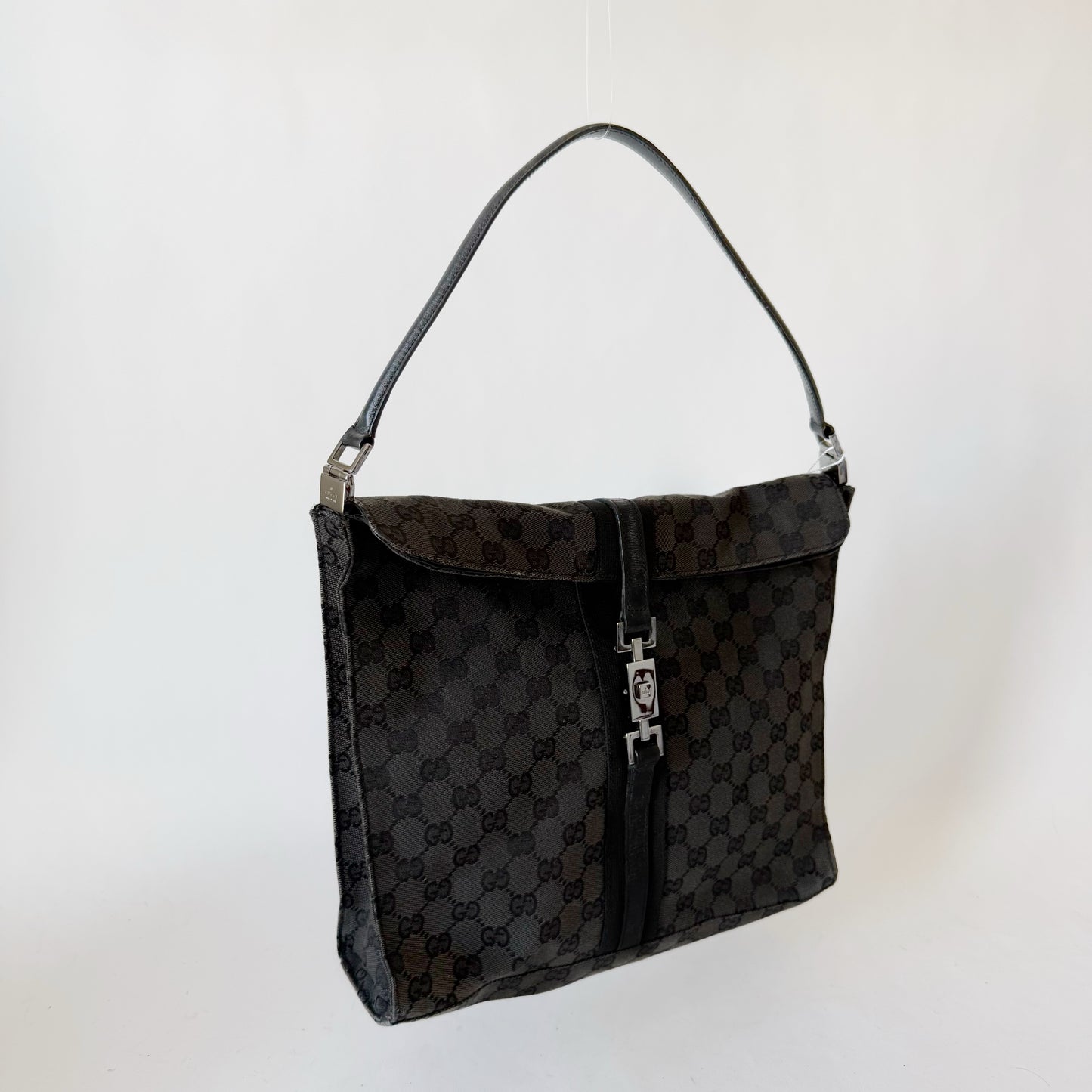 Gucci Black Jackie Monogram Bardot Shoulder Bag