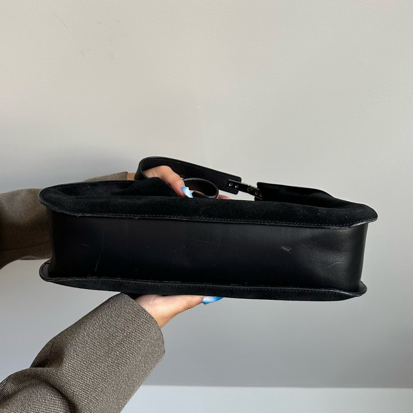 Gucci Black Suede Simple Shoulder Bag