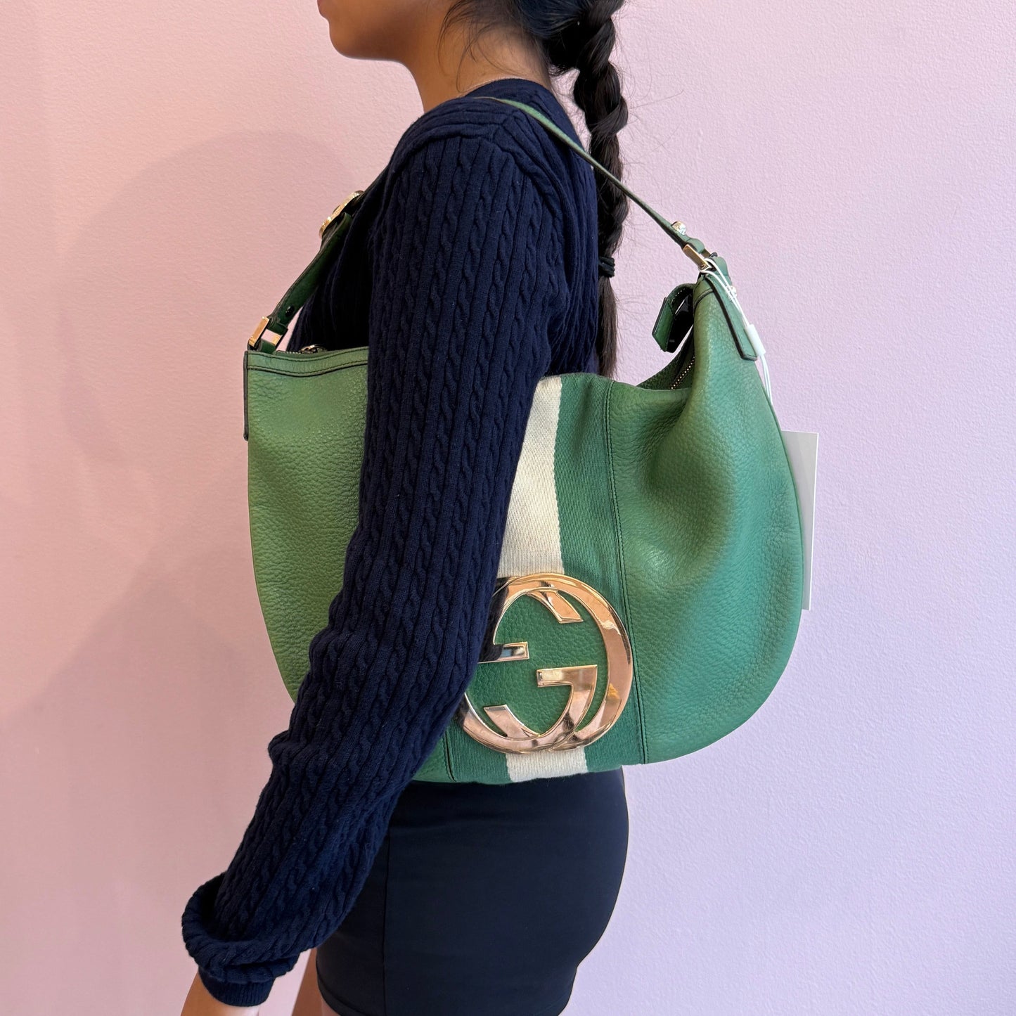 Gucci Green Interlocking GG Logo Shoulder Bag