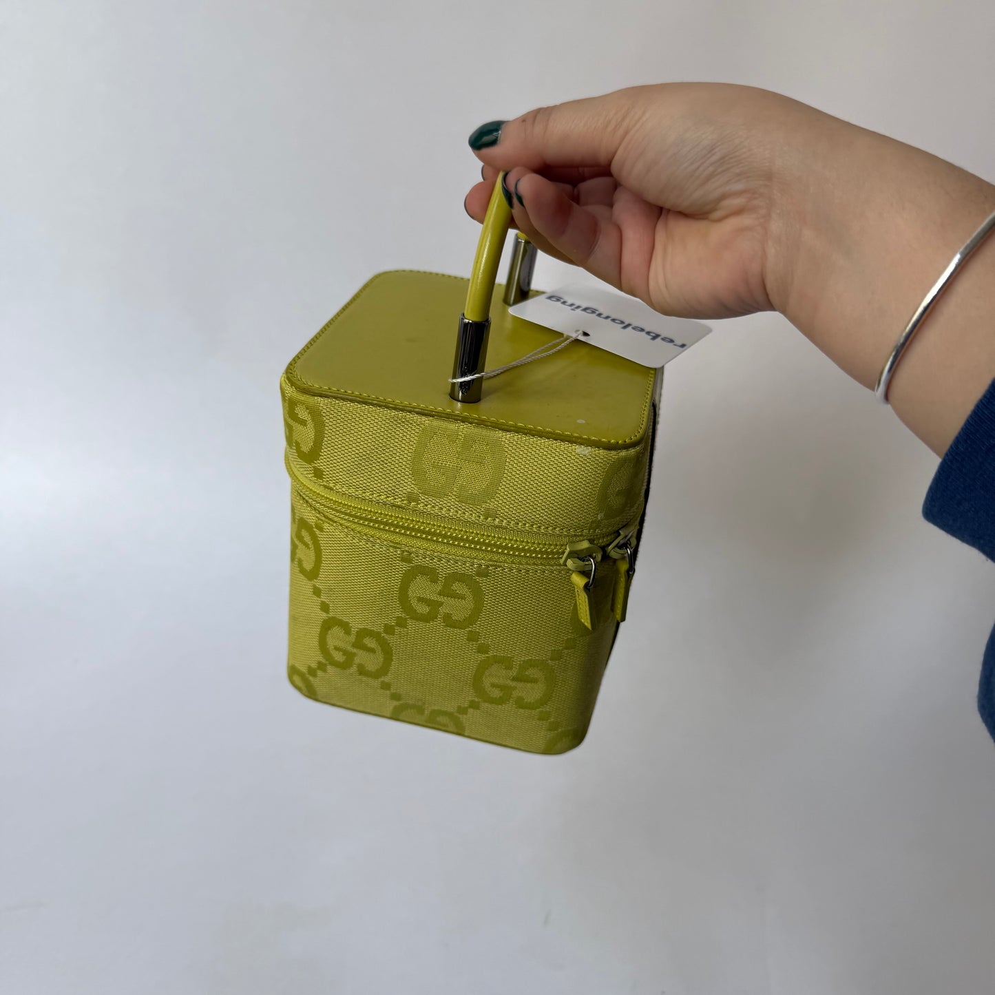 Gucci Chartreuse Monogram Box Top Handle Bag