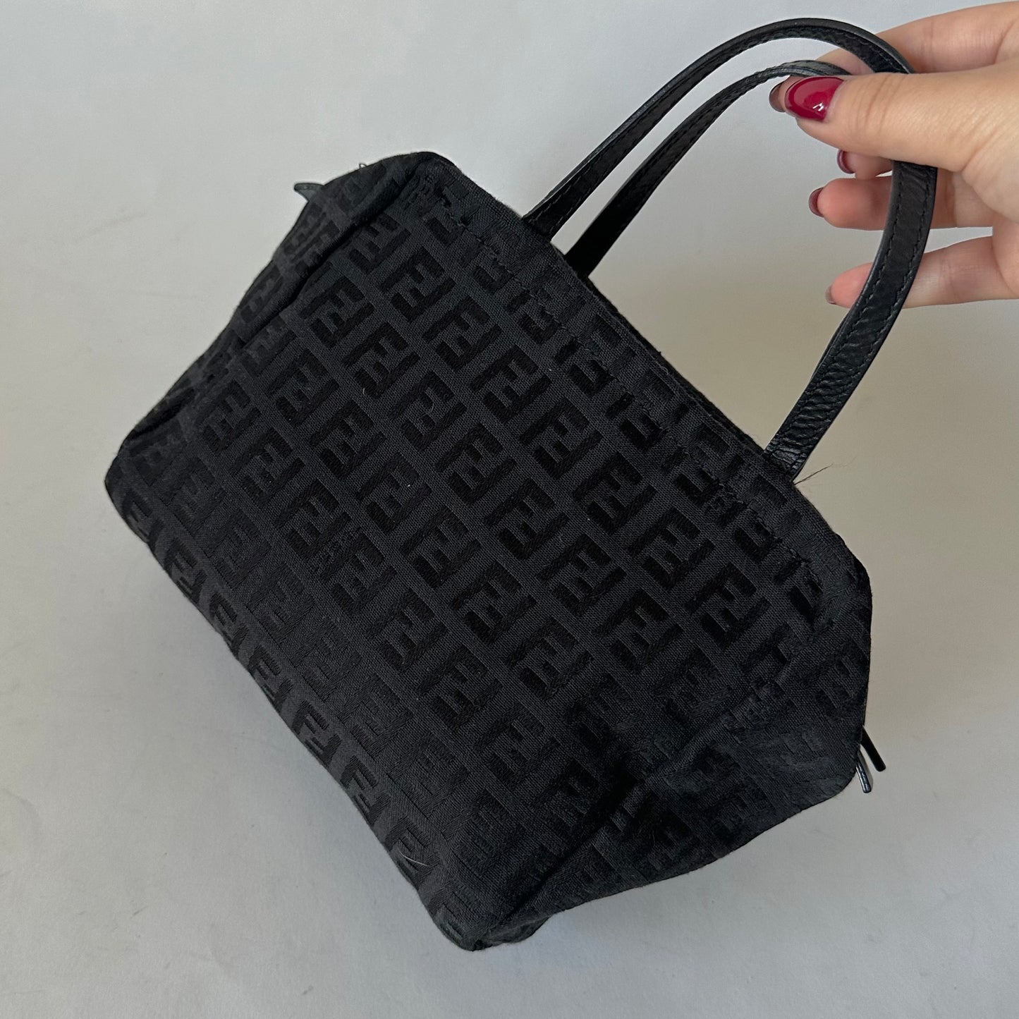 Fendi Black Zucchino Nylon Mini Top Handle Tote