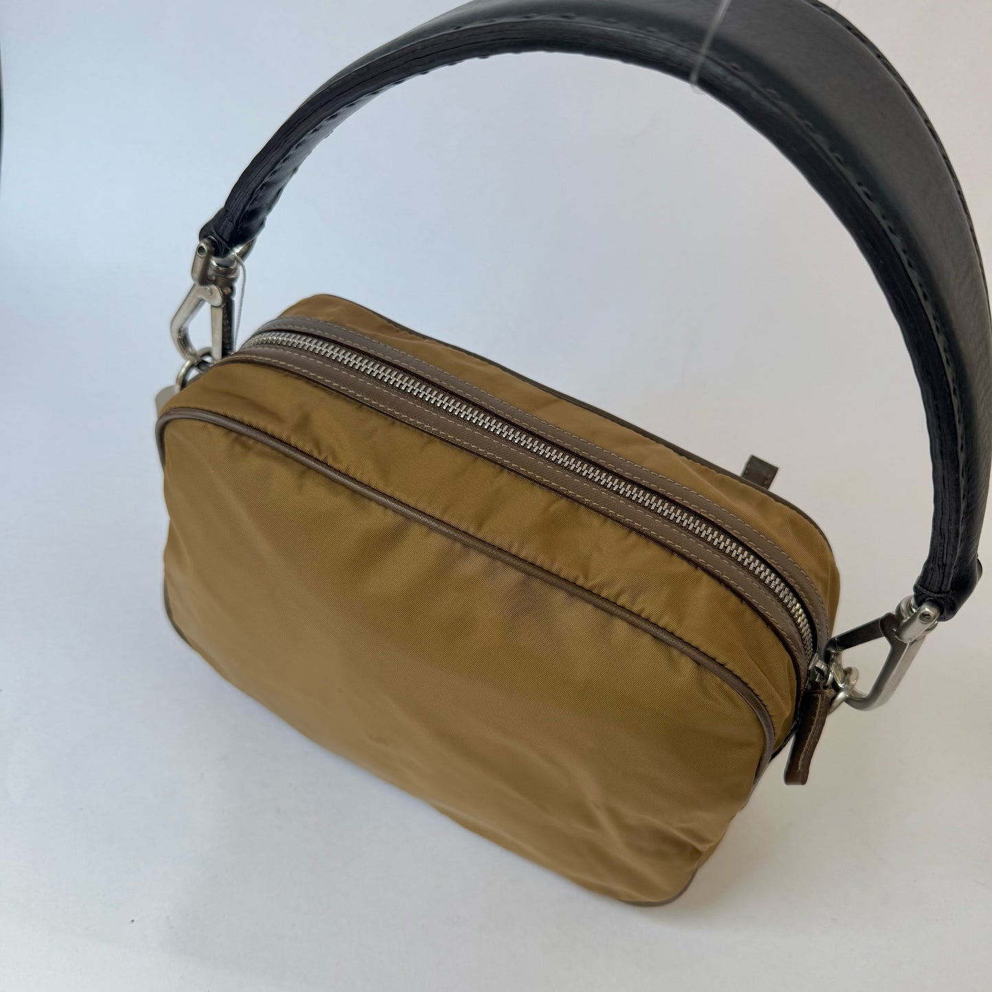 Prada Brown Nylon & Leather Shoulder Bag