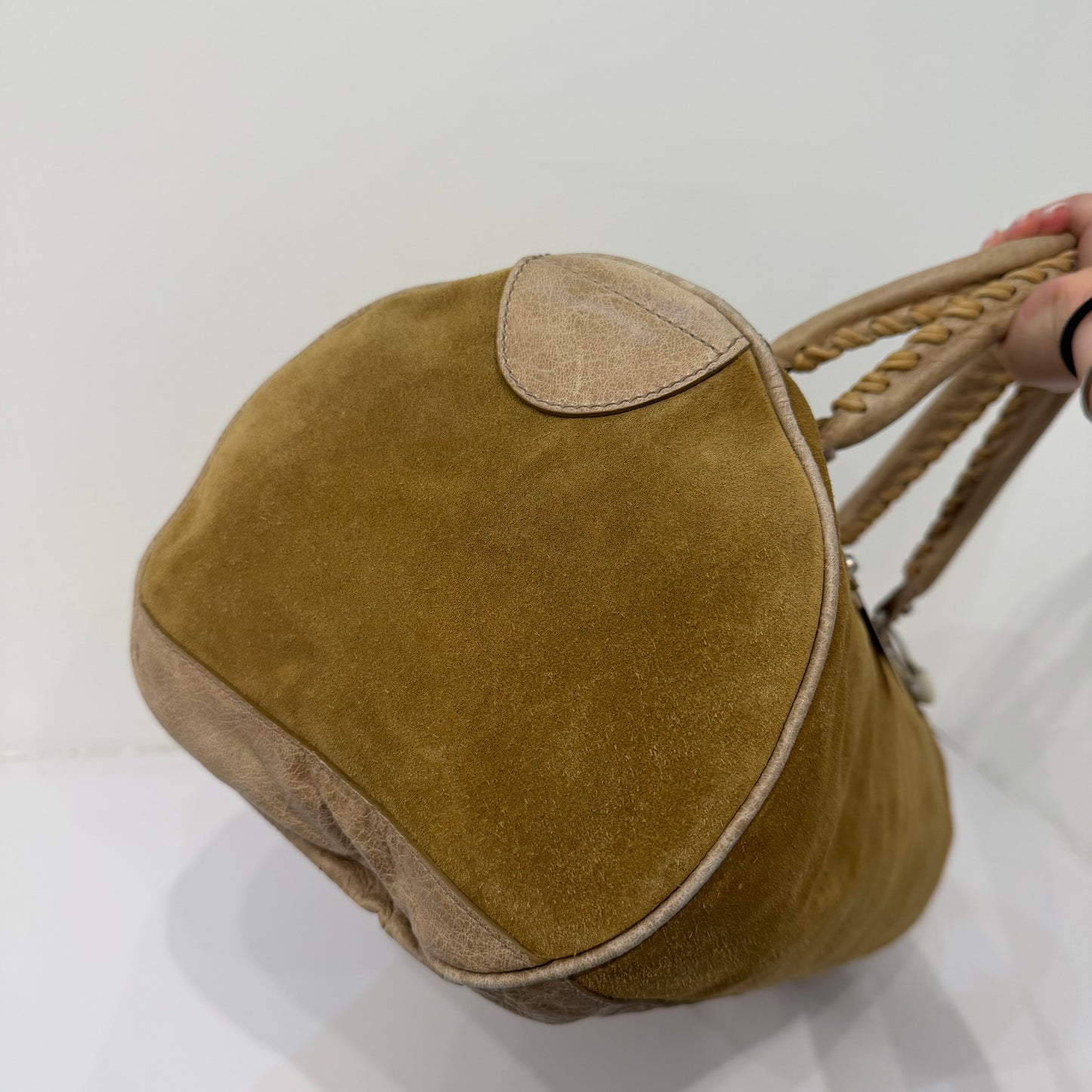 RARE Balenciaga Brown Suede Motorcycle Duffle Bag