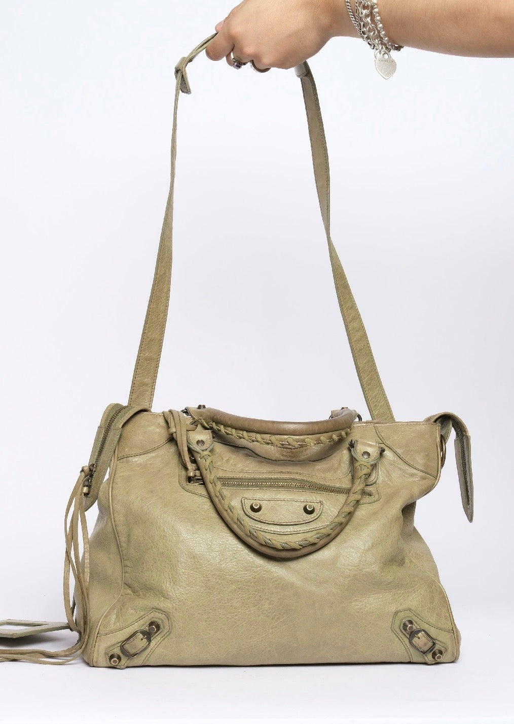 Balenciaga Matcha Green Leather "Velo" City Bag