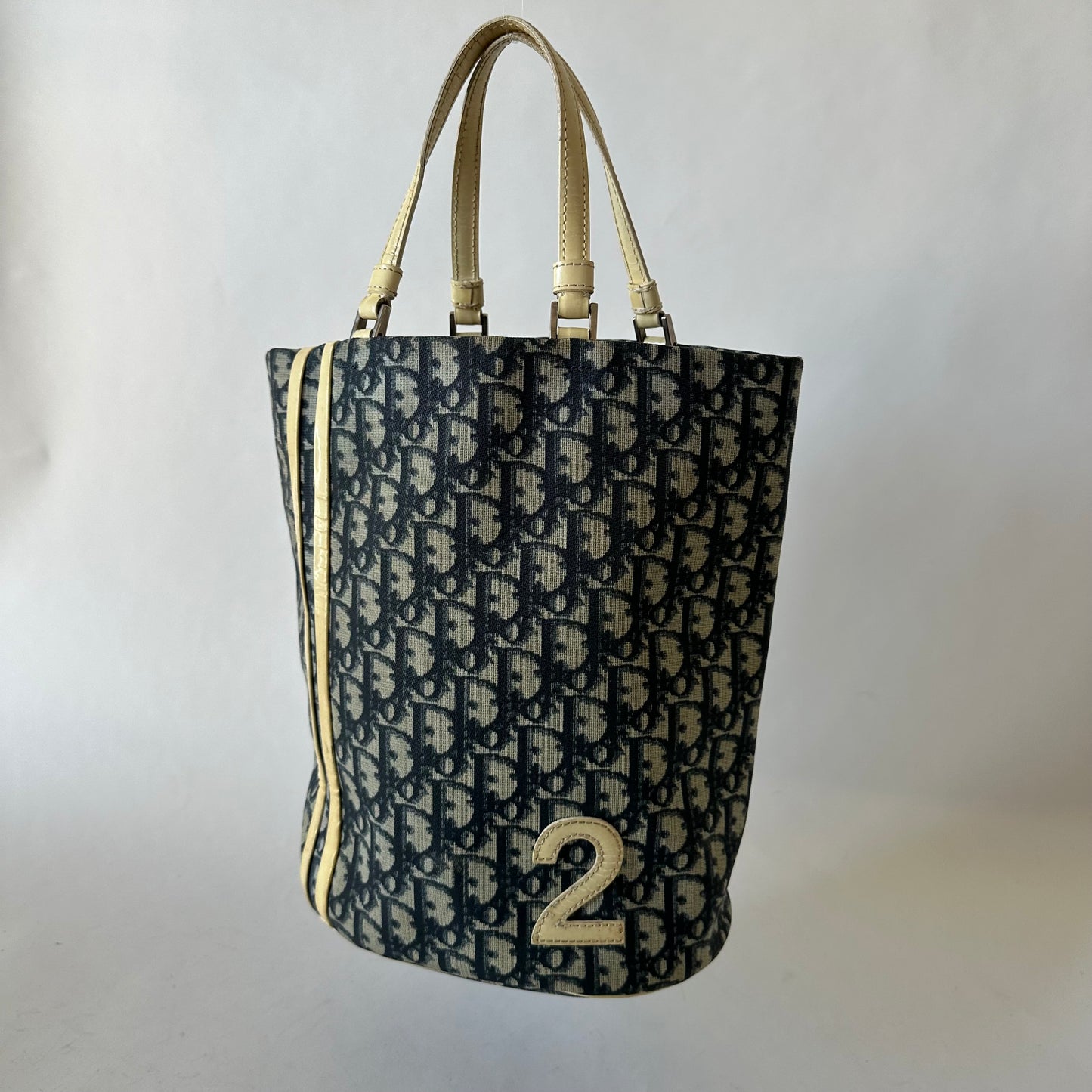 Christian Dior Navy Trotter Coated Canvas Bucket Bag