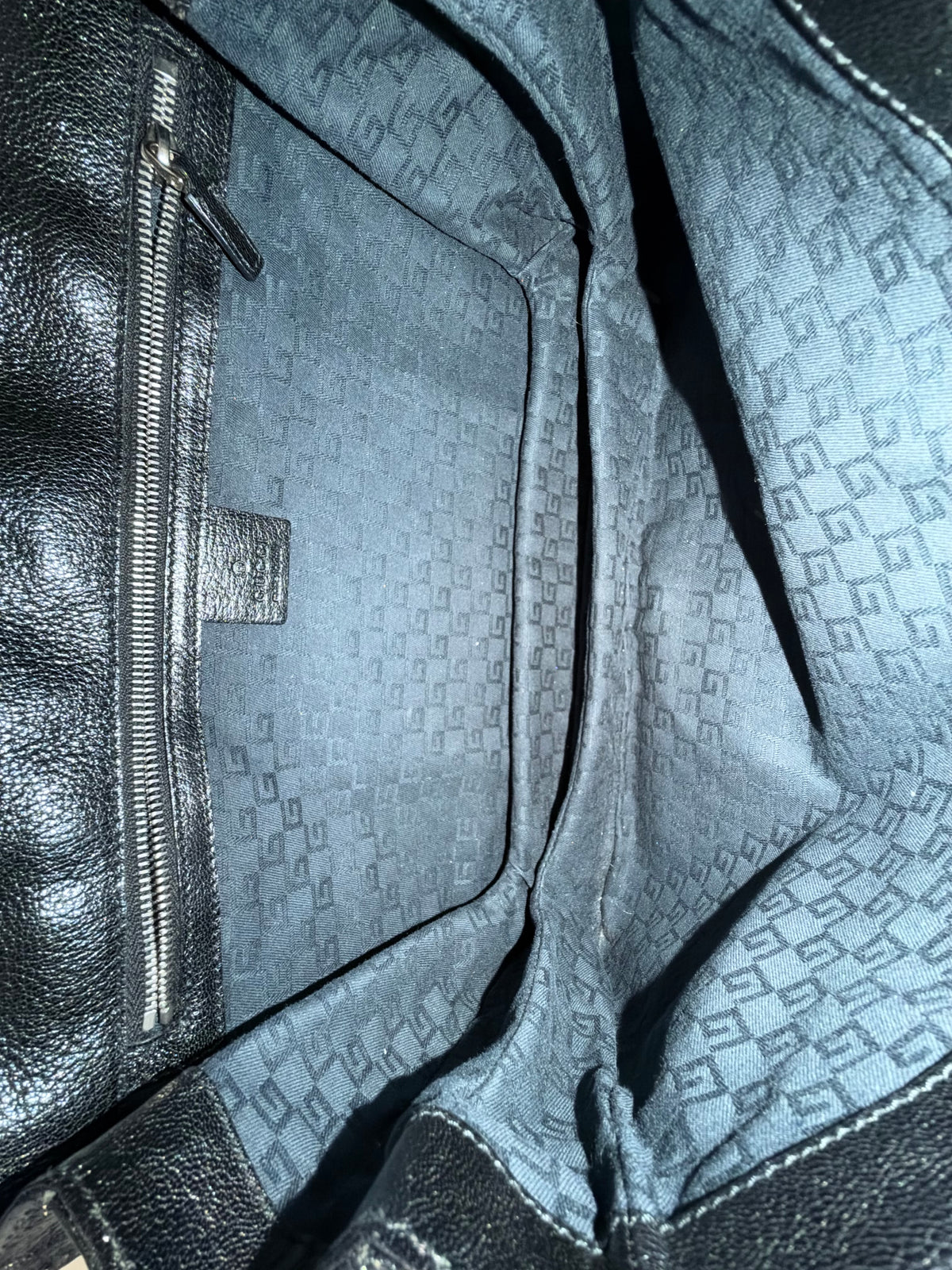 Gucci Black Velour & Leather Blonde Handbag