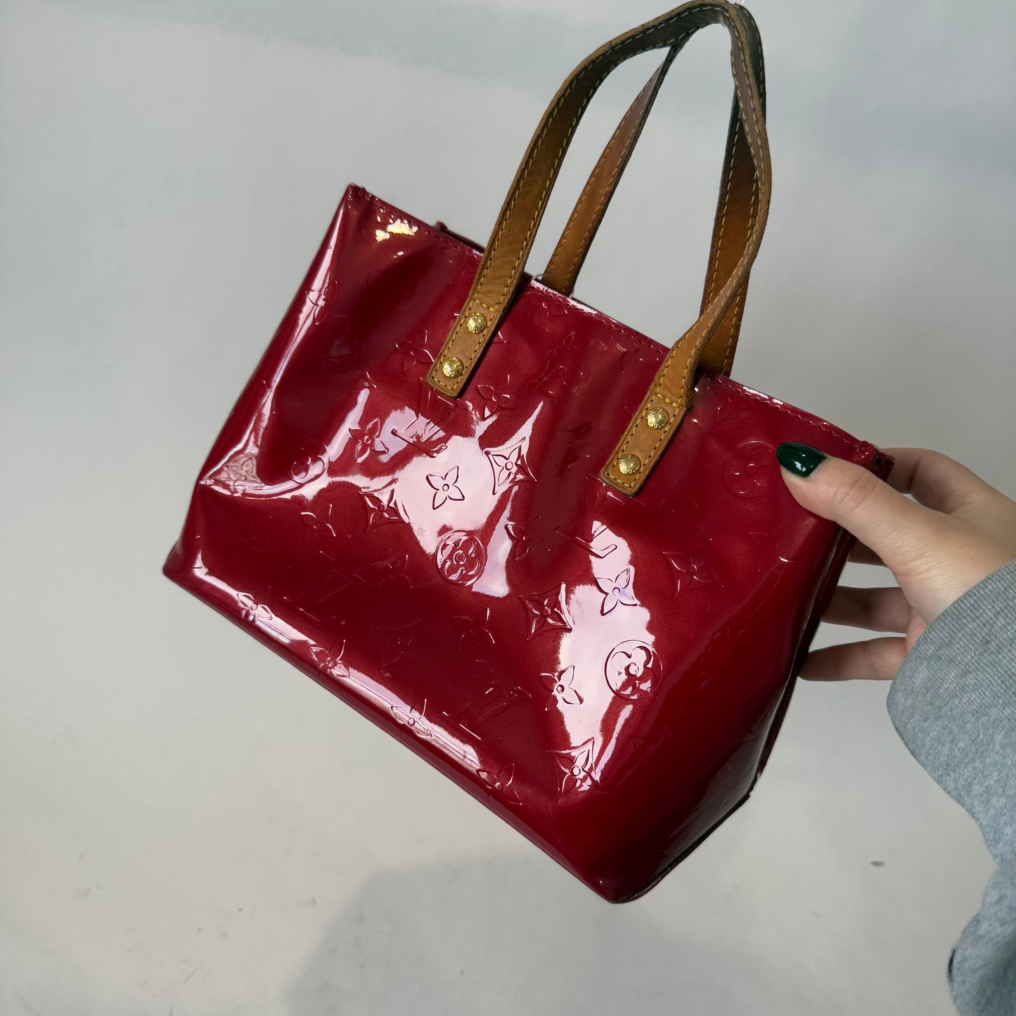 Louis Vuitton Red Vernis Patent Leather Reade PM Mini Tote Bag