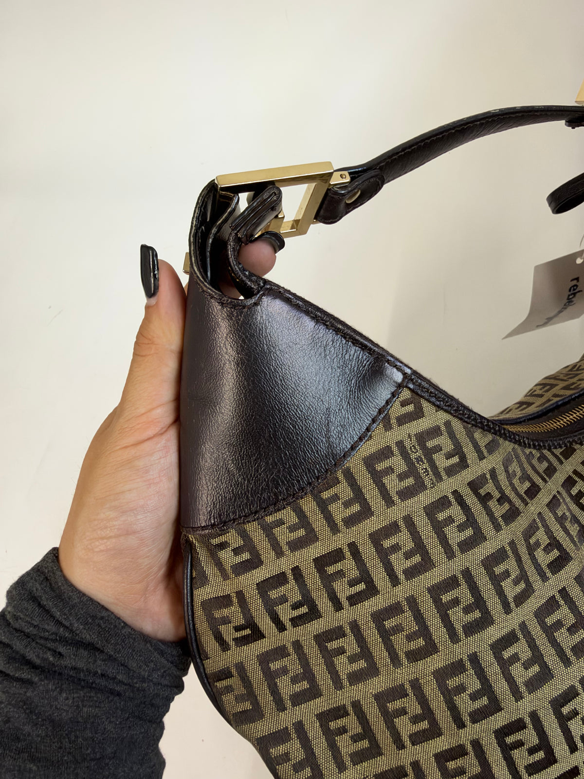 Fendi Canvas & Leather Zucca Monogram Tote Bag