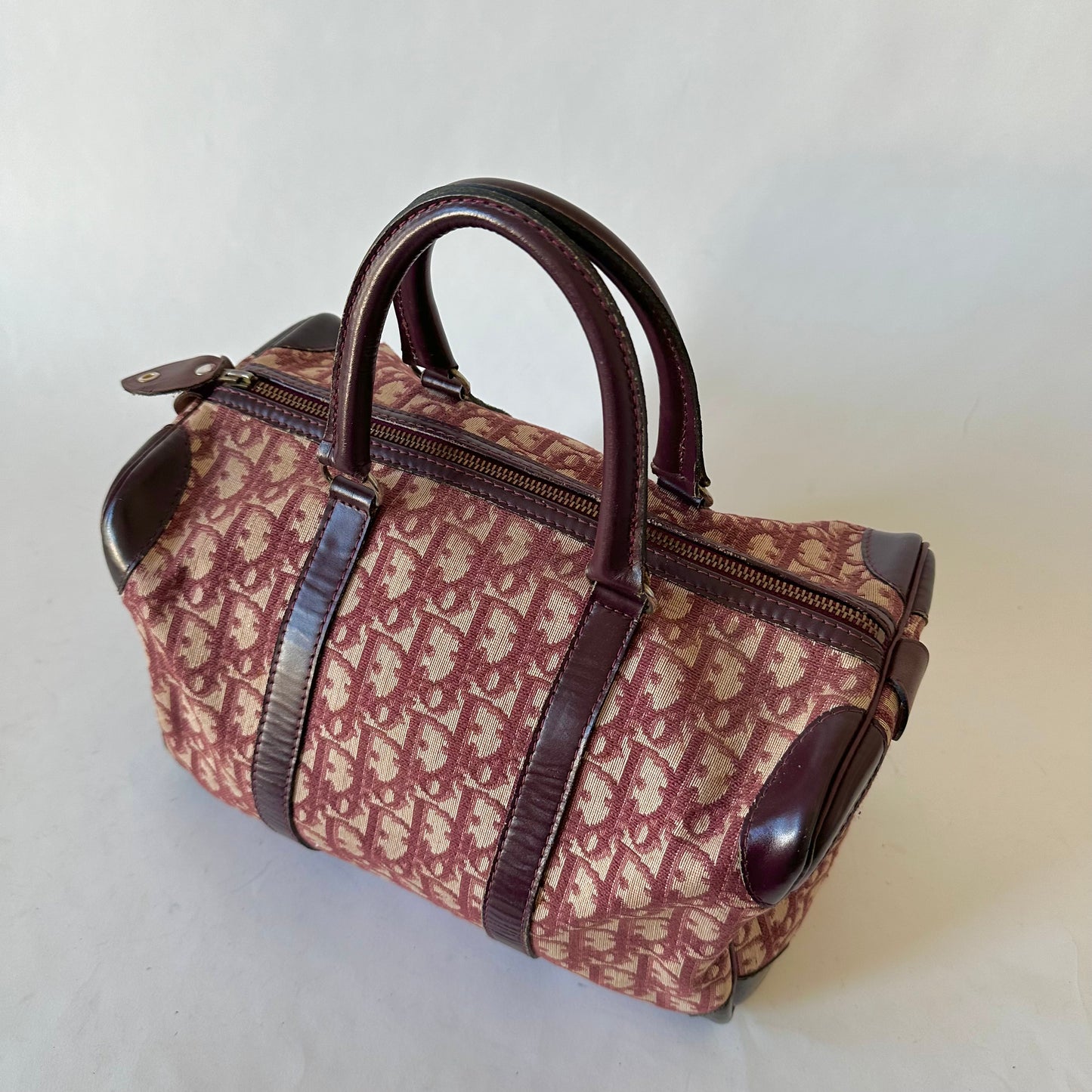 Christian Dior Maroon Red Trotter Boston Bag