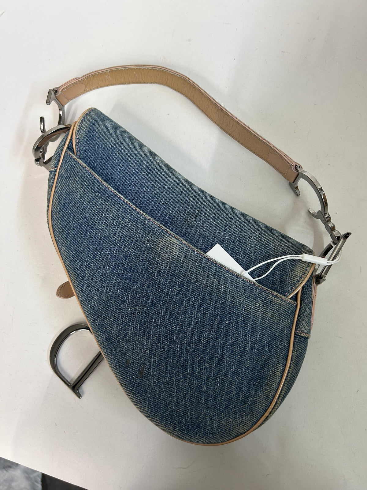 Christian Dior Denim & Leather Saddle Shoulder Bag