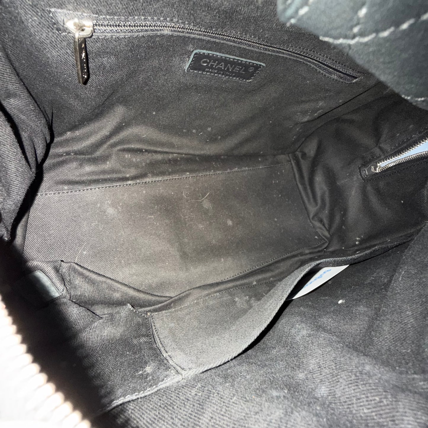 Chanel Black & White Wool Chevron Bowler Bag